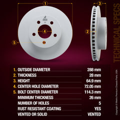 Metrix Premium Front Disc Brake Rotor Kit 92593MT aftermarket car parts