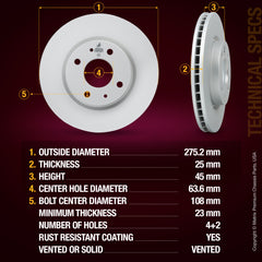Metrix Premium Front Disc Brake Rotor Kit 92517MT aftermarket car parts