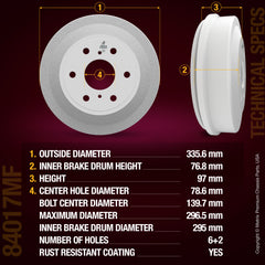 Metrix Premium Rear Brake Drum 84017MF aftermarket car parts