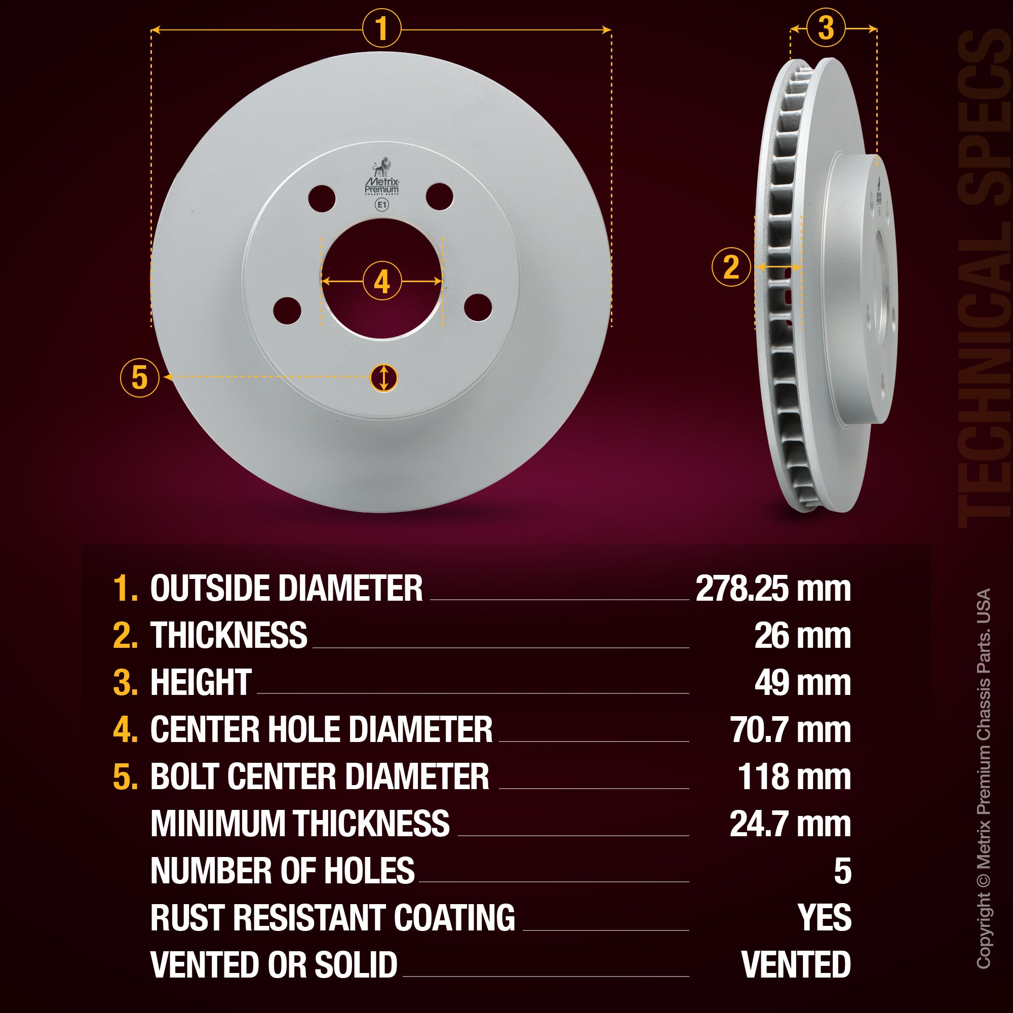 Metrix Premium Front Disc Brake Rotor 84021MF aftermarket car parts