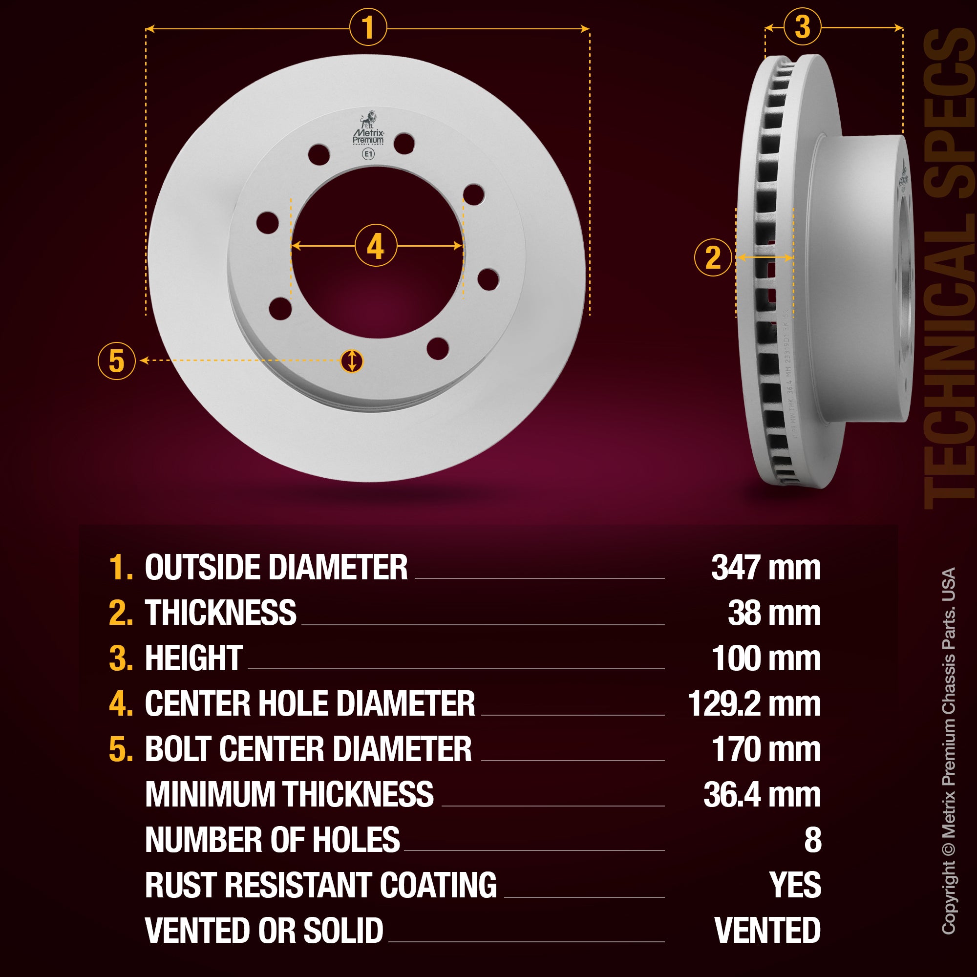 Metrix Premium Front Disc Brake Rotor 84022MF aftermarket car parts