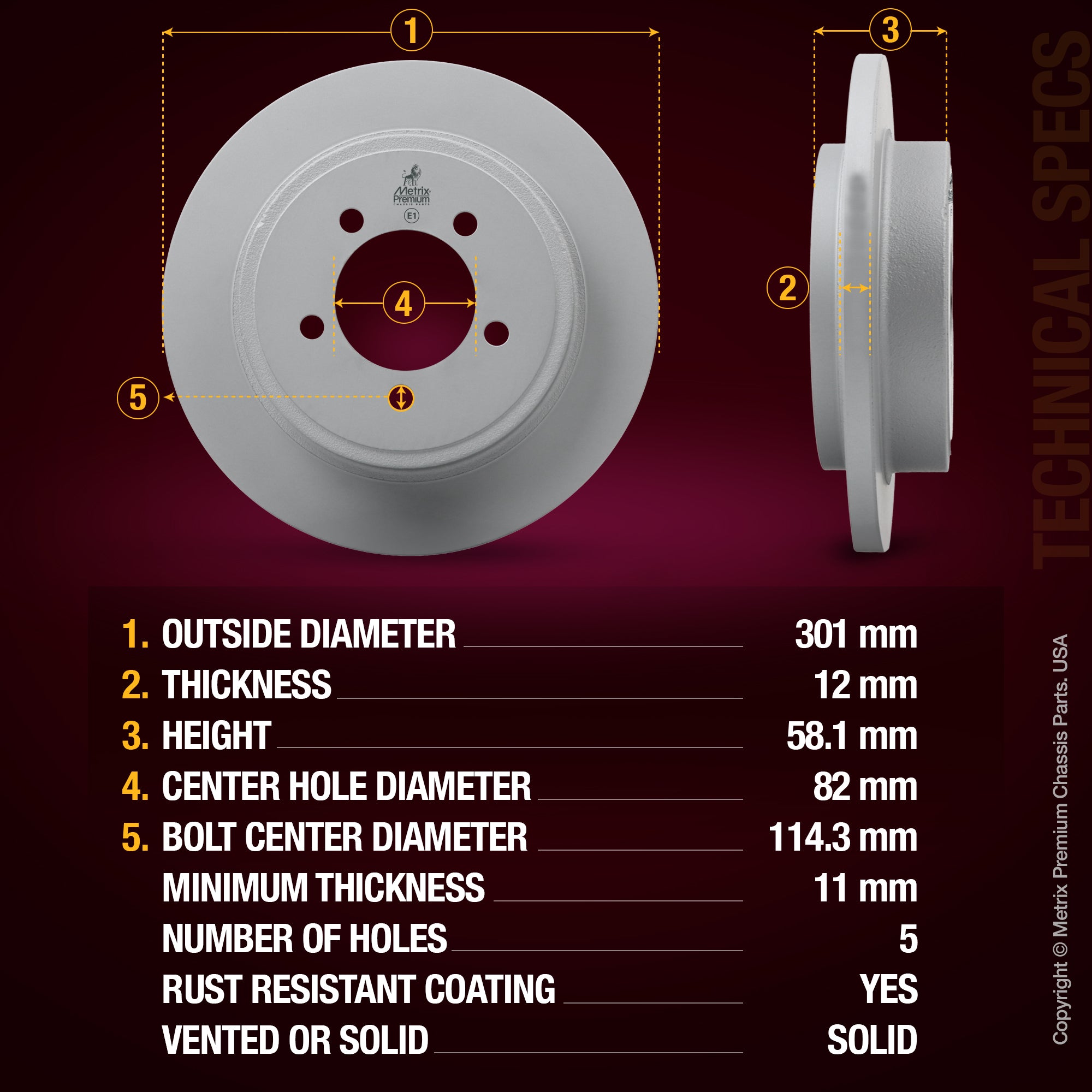 Metrix Premium Rear Disc Brake Rotor Kit 92548MT aftermarket car parts