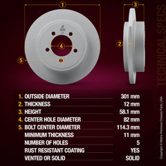 Metrix Premium Rear Disc Brake Rotor Kit 92548MT aftermarket car parts