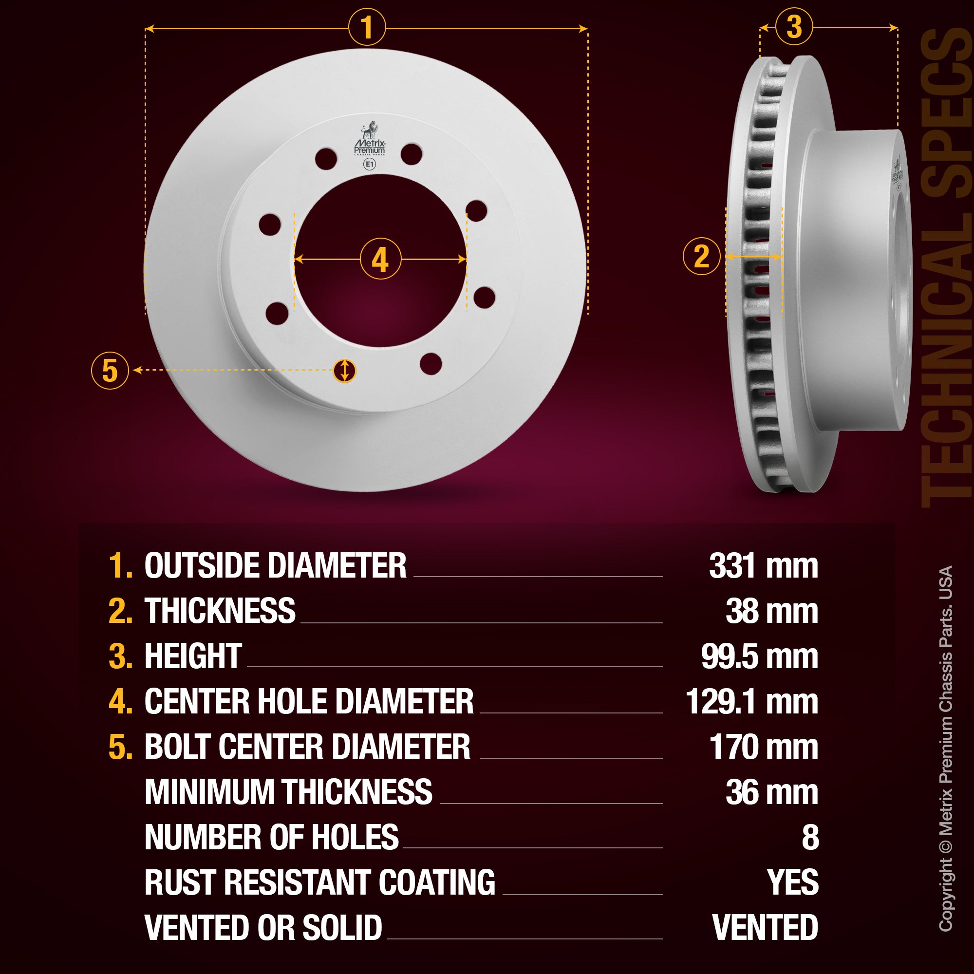Metrix Premium Front Disc Brake Rotor Kit 92383MT aftermarket car parts