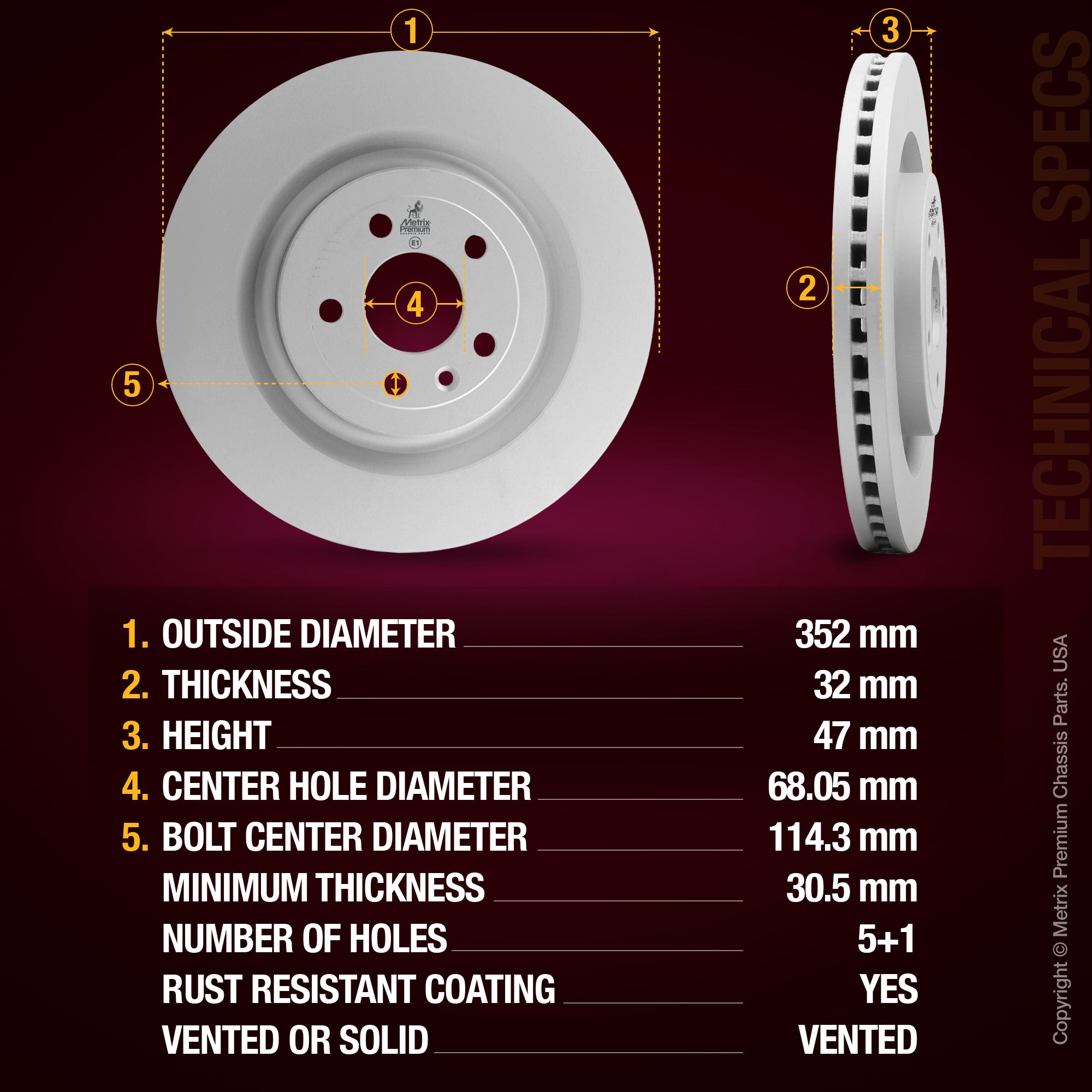 Metrix Premium Front Disc Brake Rotor Kit 92334MT aftermarket car parts