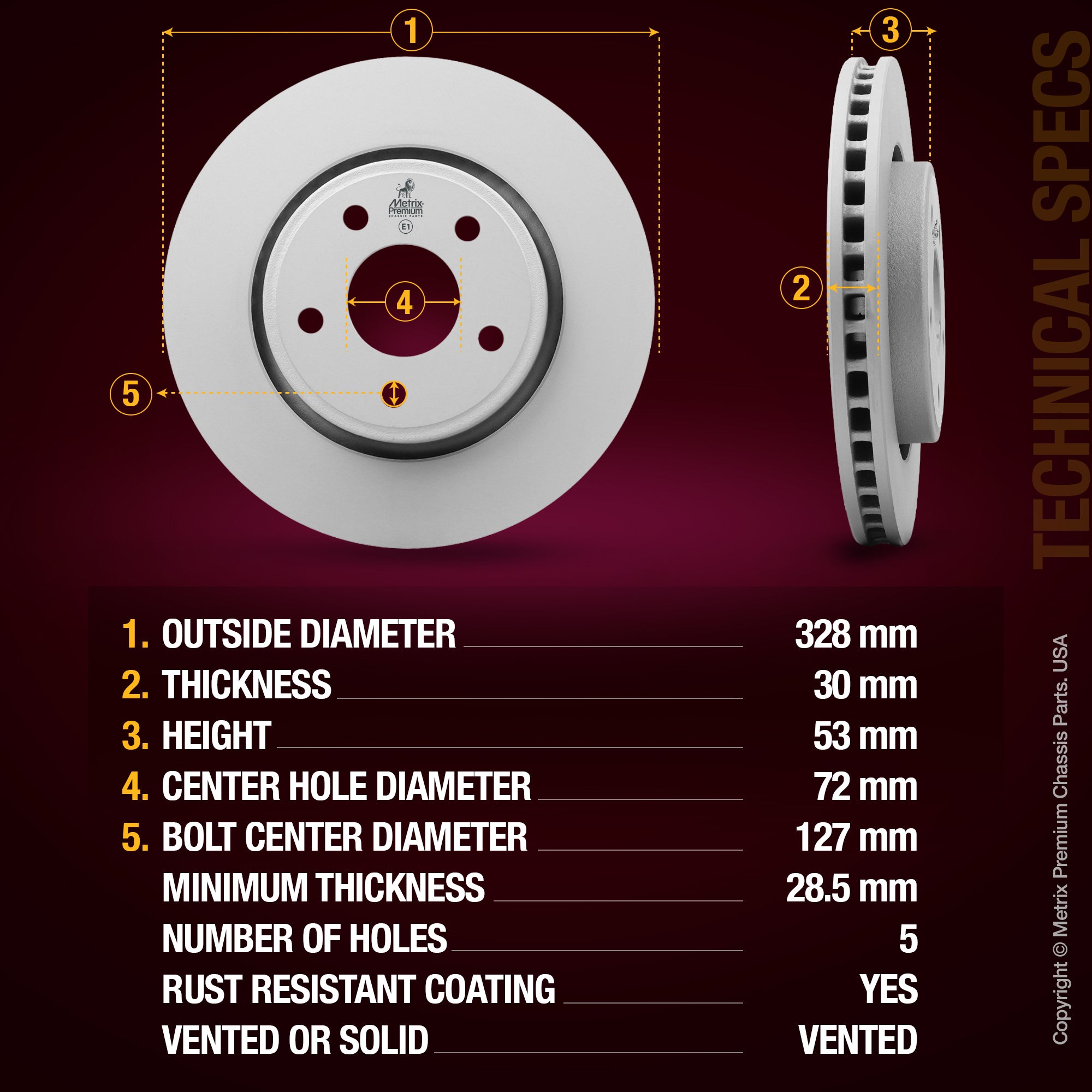 Metrix Premium Front Disc Brake Rotor Kit 92382MT aftermarket car parts