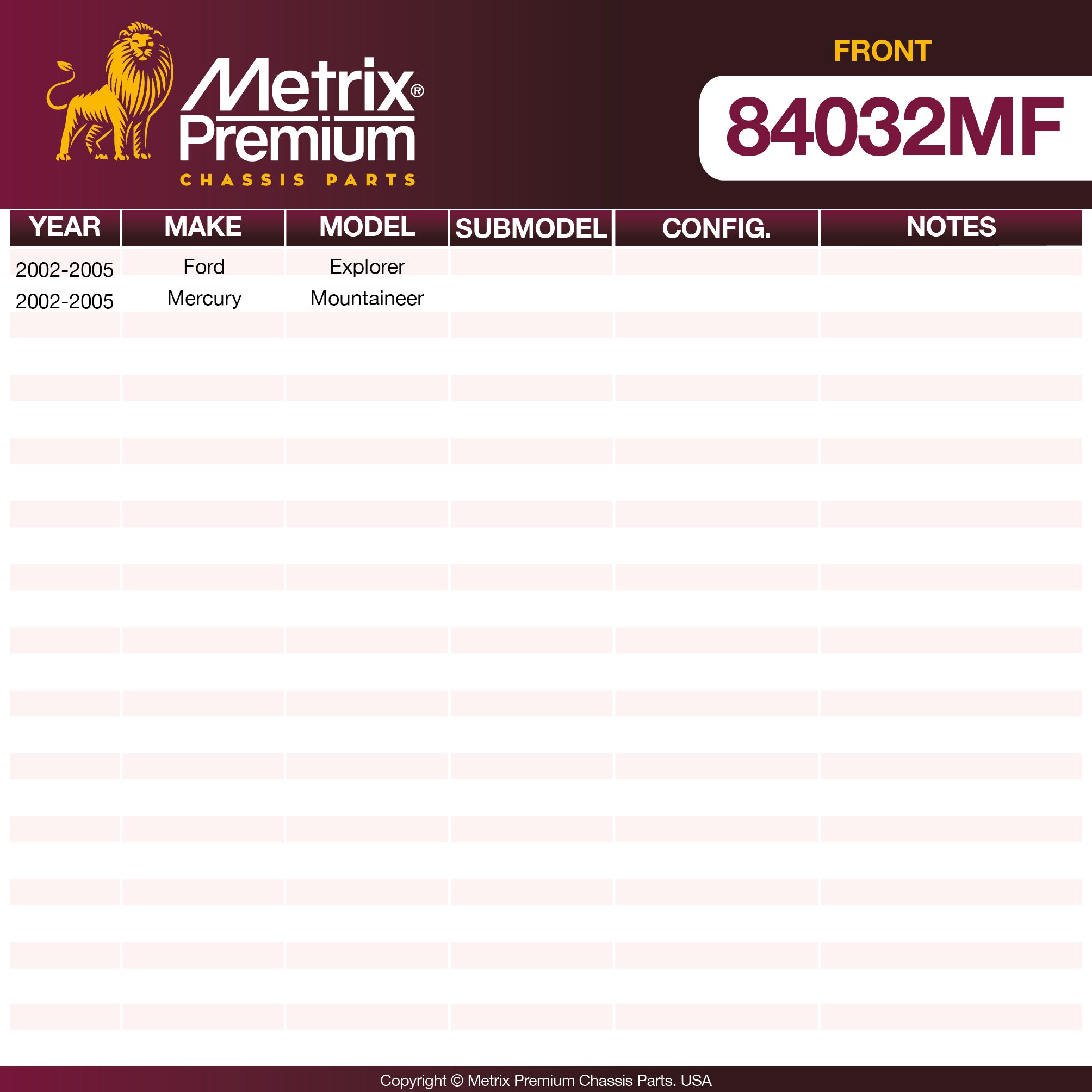 Metrix Premium Front Disc Brake Rotor 84032MF OEM fit spare parts