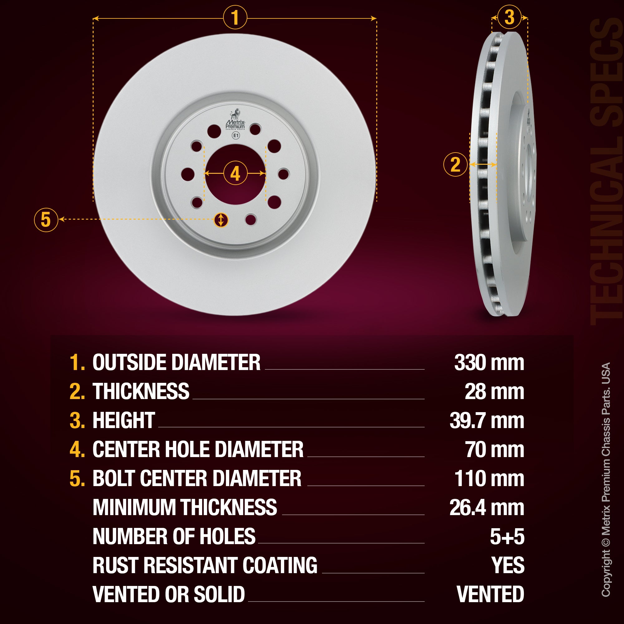 Metrix Premium Front Disc Brake Rotor 84033MF aftermarket car parts