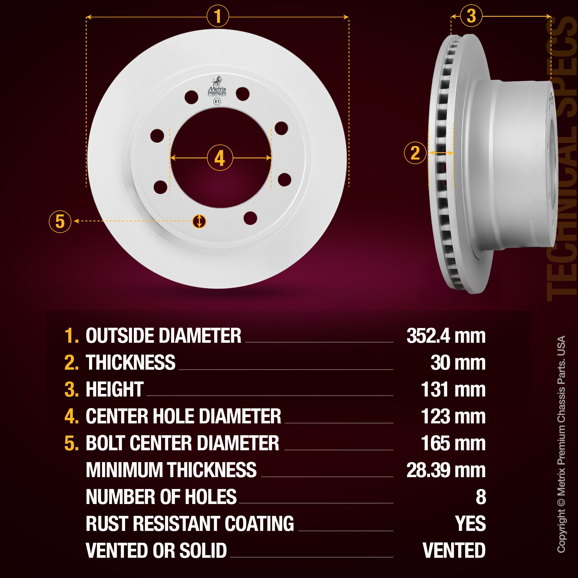 Metrix Premium Rear Disc Brake Rotor Kit 92380MT aftermarket car parts