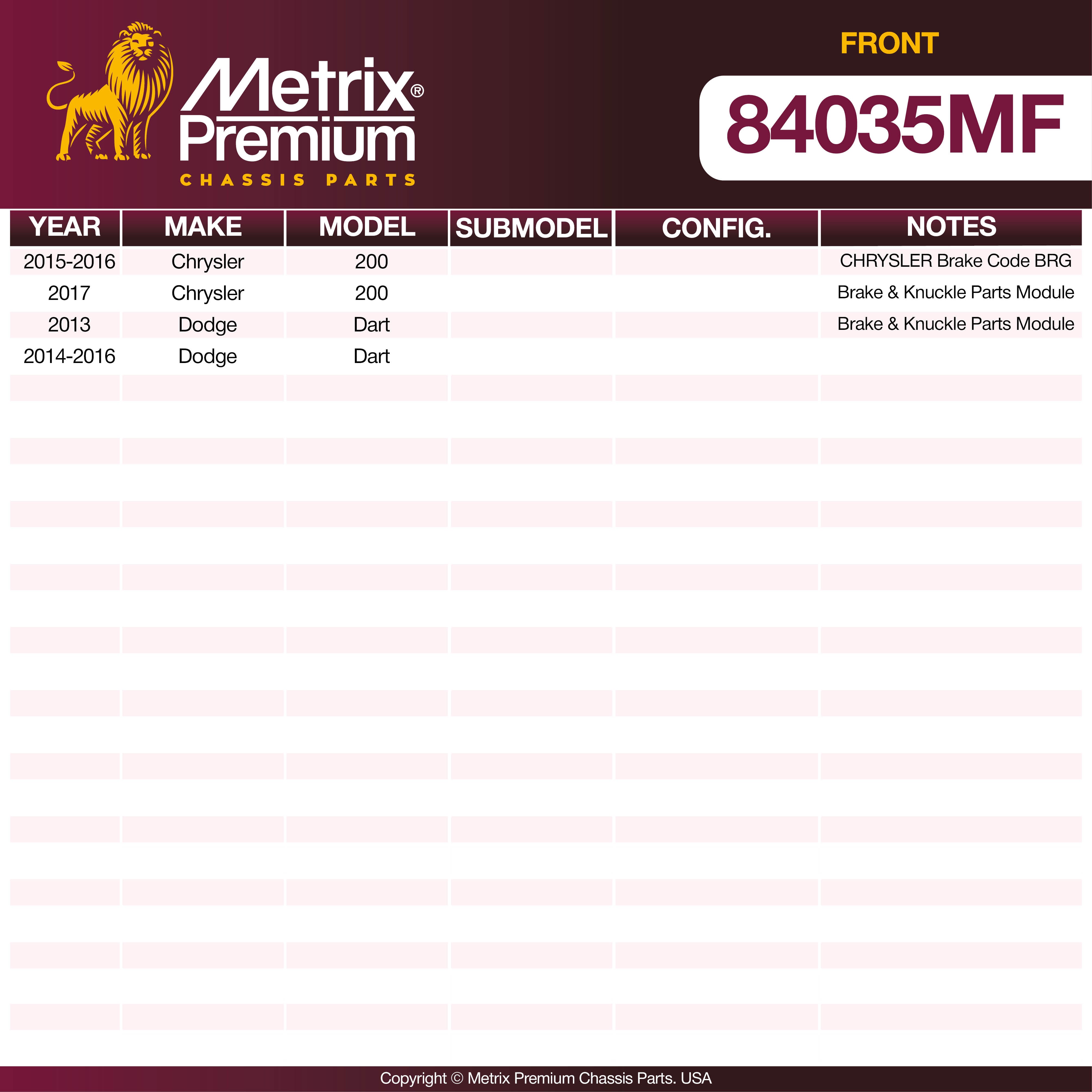 Metrix Premium Front Disc Brake Rotor 84035MF OEM fit spare parts
