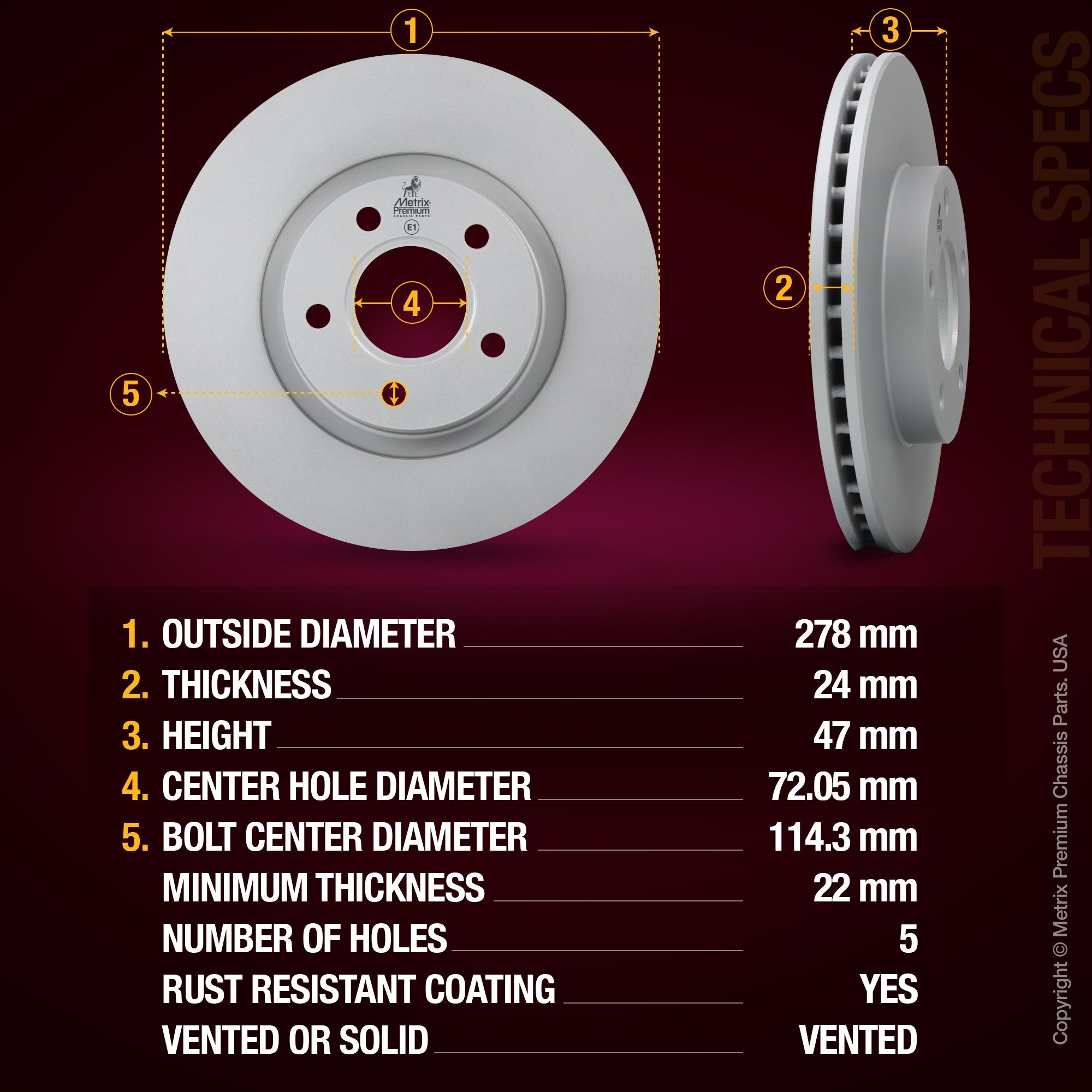 Metrix Premium Front Disc Brake Rotor 84037MF aftermarket car parts