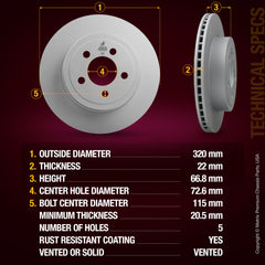 Metrix Premium Rear Disc Brake Rotor Kit 92515MT aftermarket car parts