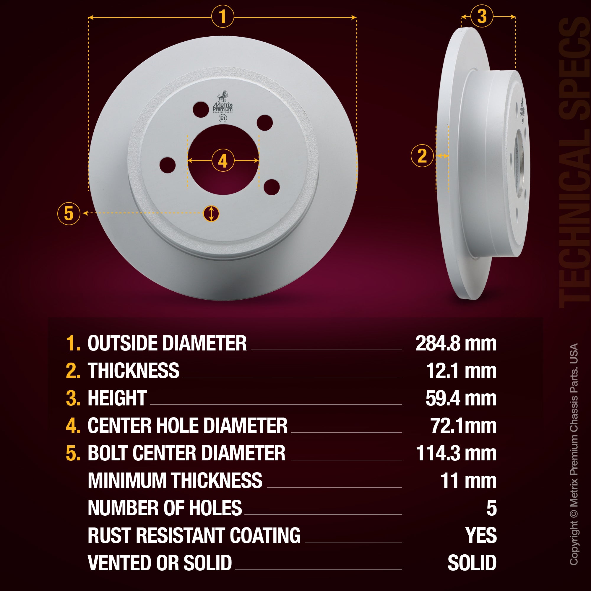 Metrix Premium Rear Disc Brake Rotor Kit 92546MT aftermarket car parts