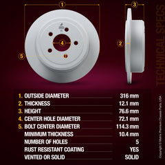 Metrix Premium Rear Disc Brake Rotor Kit 92590MT aftermarket car parts
