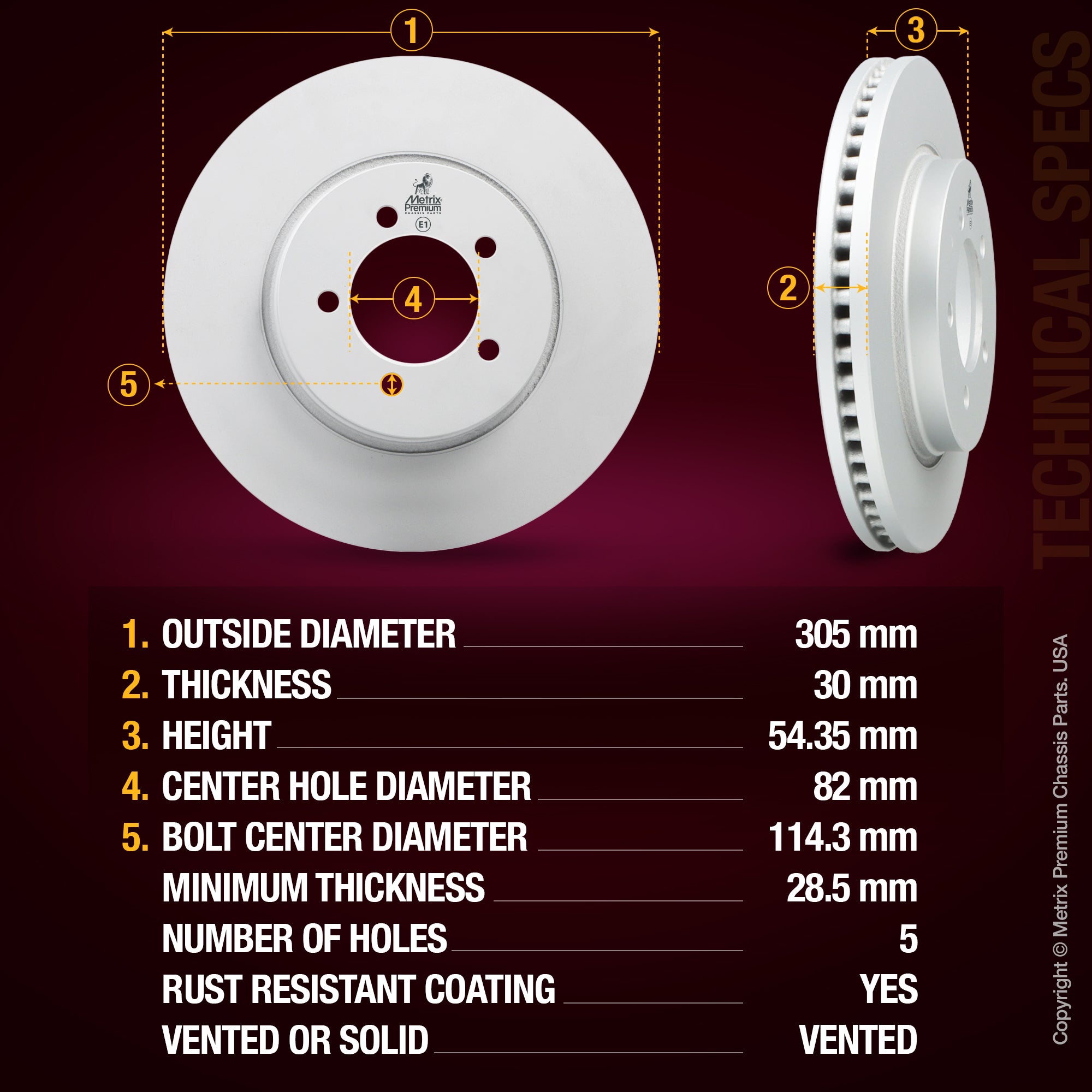Metrix Premium Front Disc Brake Rotor Kit 92695MT aftermarket car parts