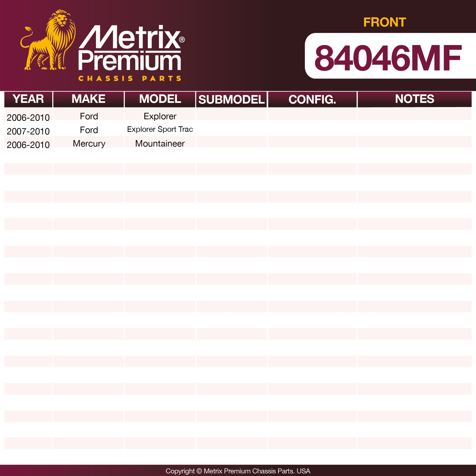 Metrix Premium Front Disc Brake Rotor 84046MF OEM fit spare parts