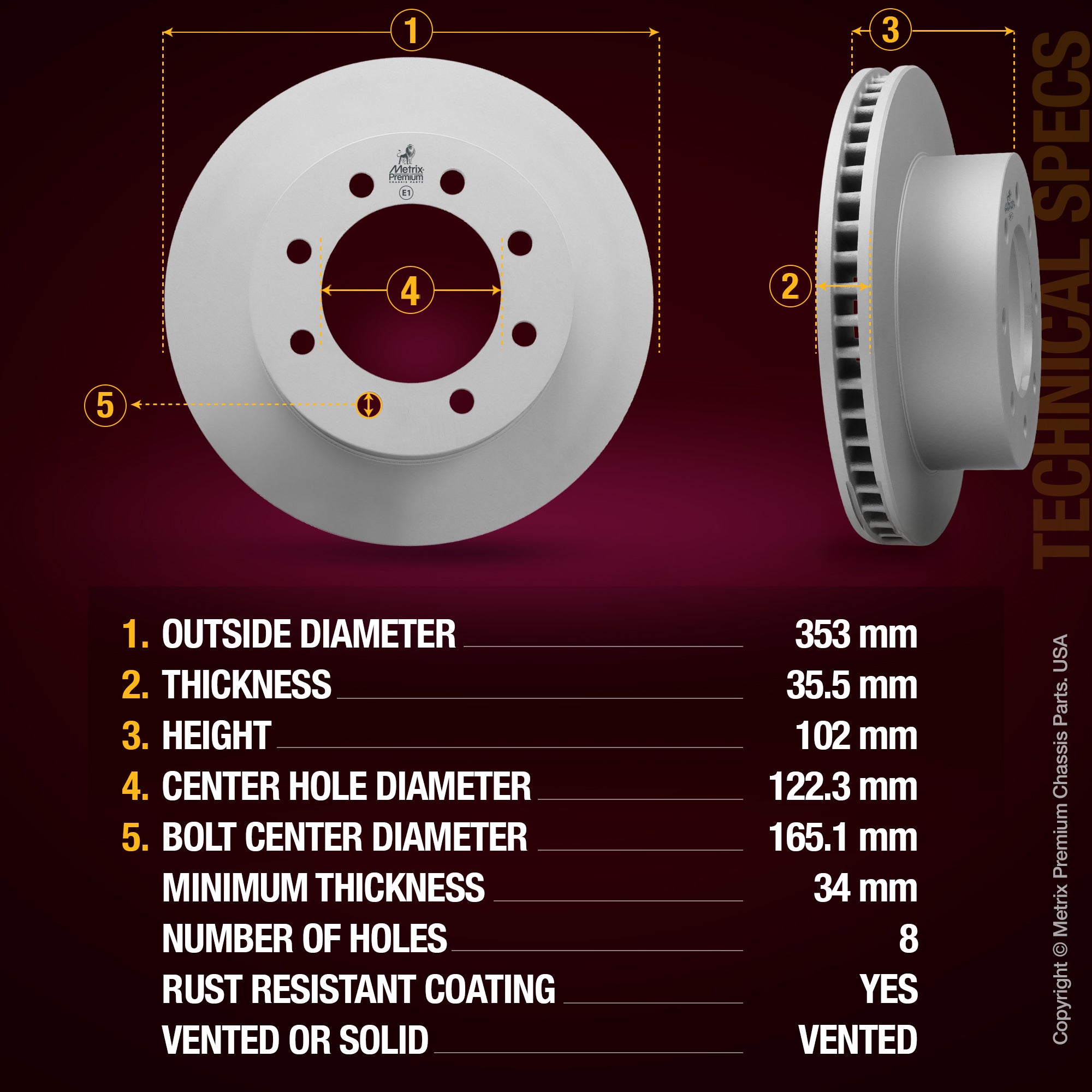 Metrix Premium Front Disc Brake Rotor Kit 92379MT aftermarket car parts