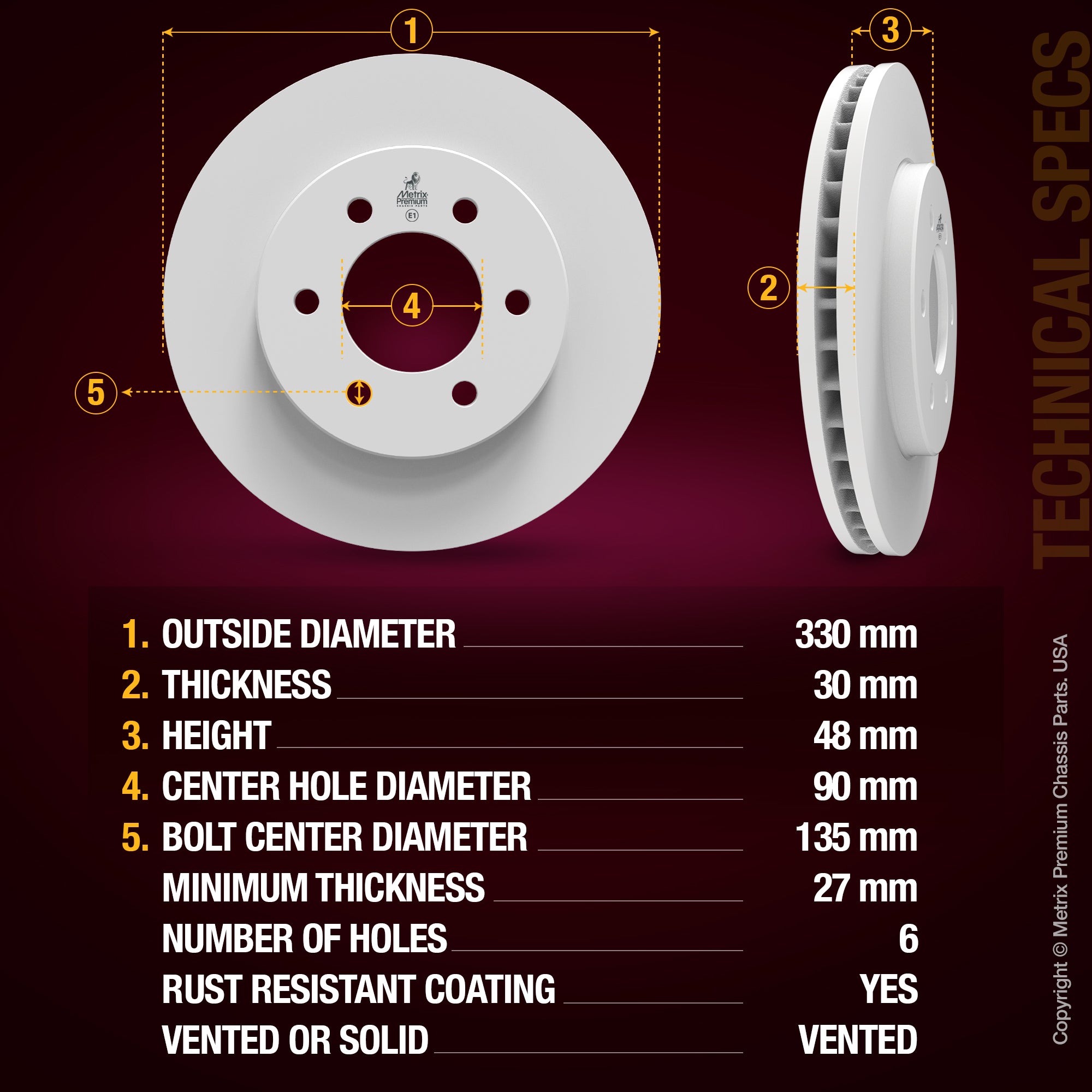 Metrix Premium Front Disc Brake Rotor 84049MF aftermarket car parts