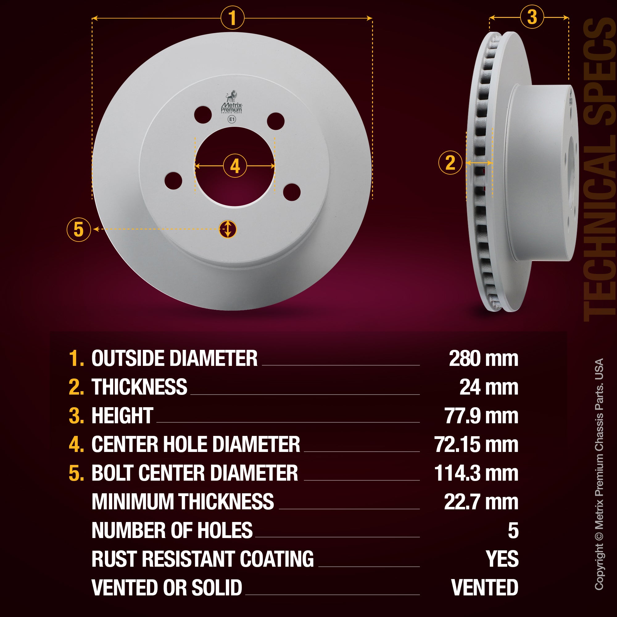 Metrix Premium Front Disc Brake Rotor 84057MF aftermarket car parts