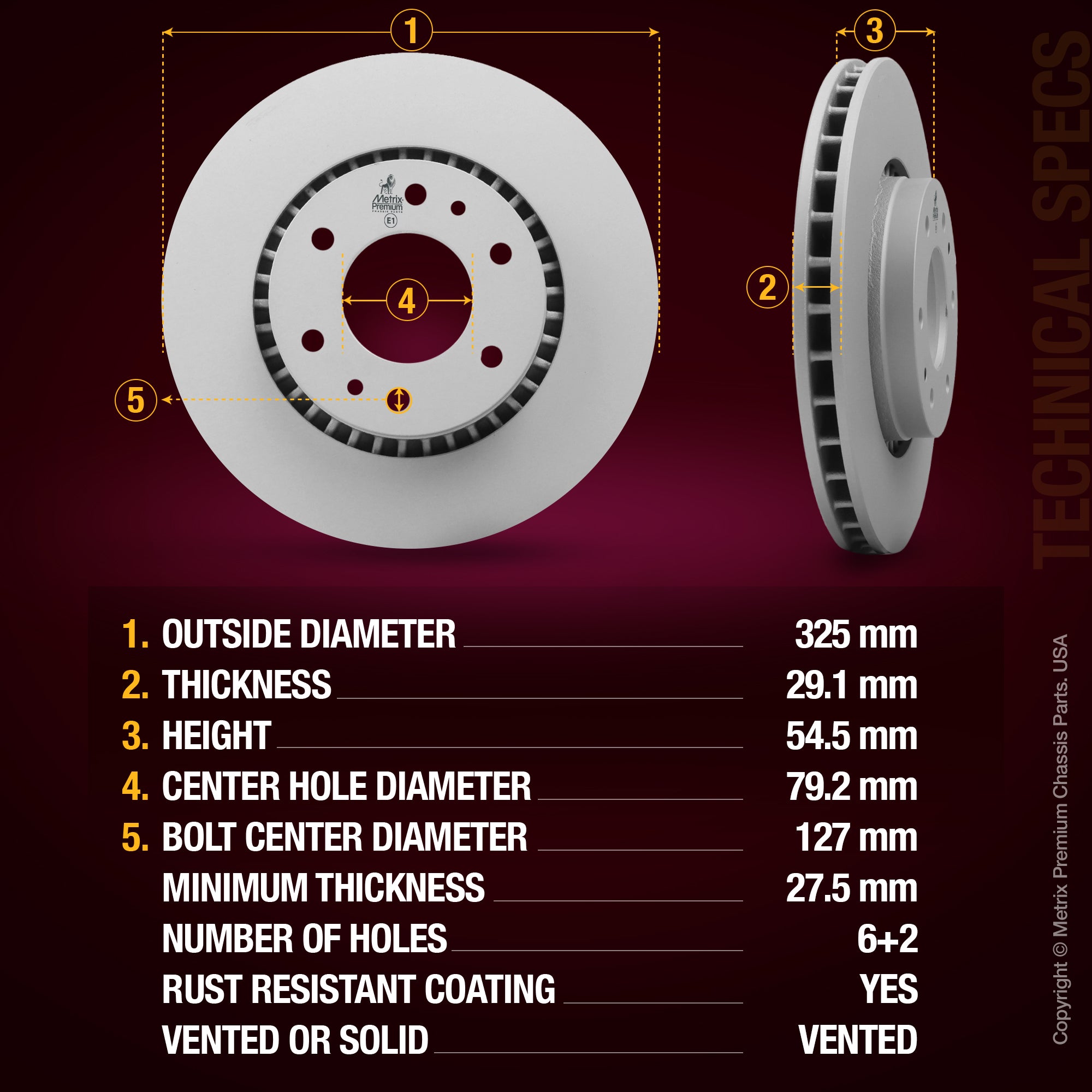 Metrix Premium Front Disc Brake Rotor 84061MF aftermarket car parts