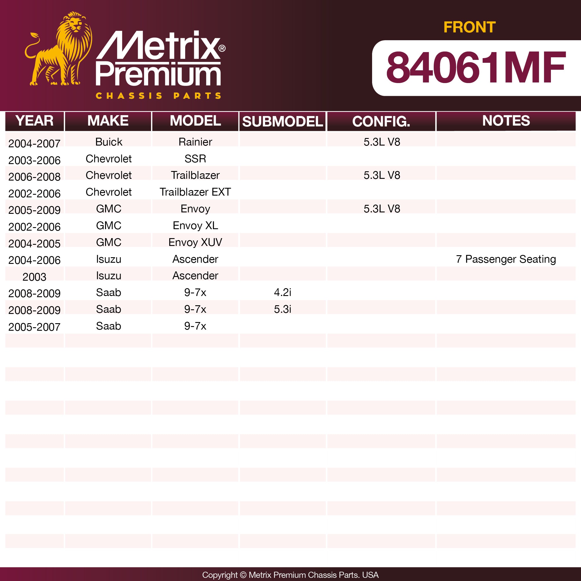 Metrix Premium Front Disc Brake Rotor 84061MF OEM fit spare parts
