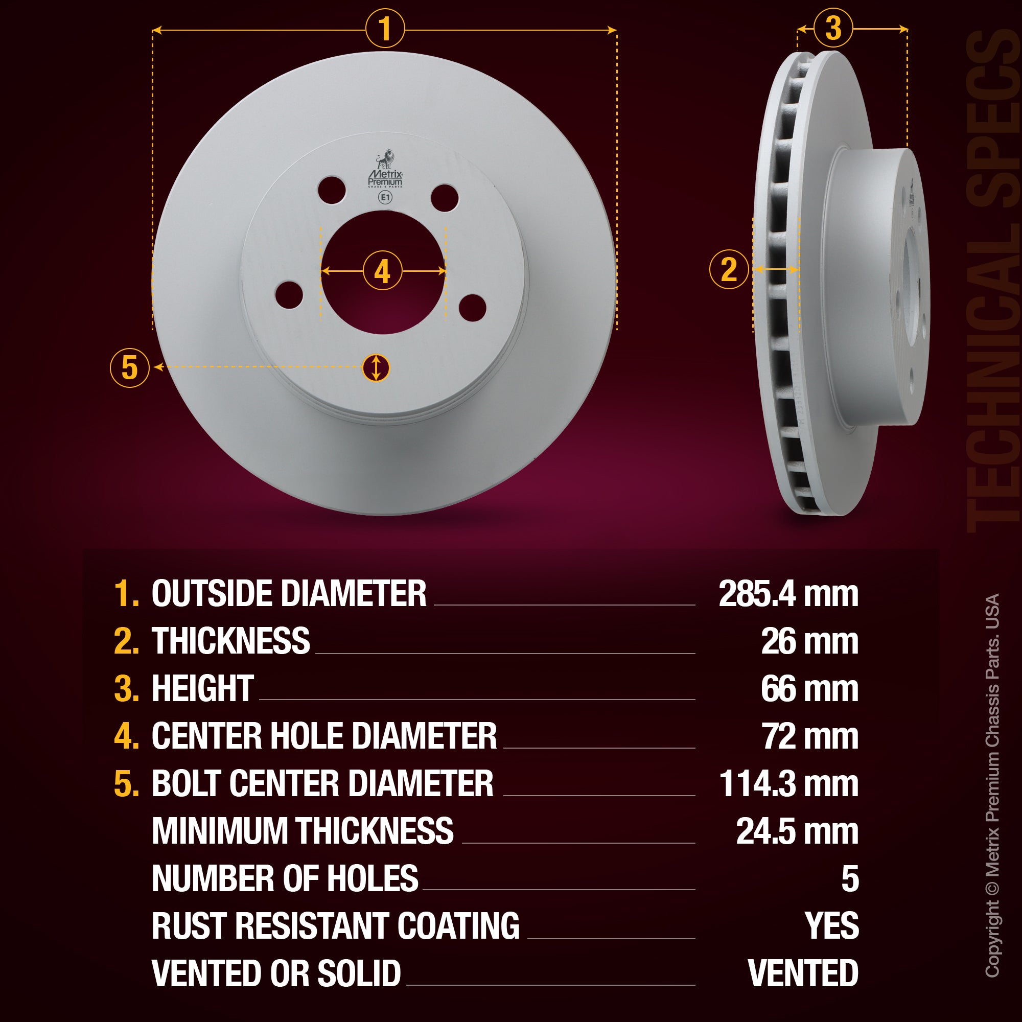 Metrix Premium Front Disc Brake Rotor Kit 92586MT aftermarket car parts