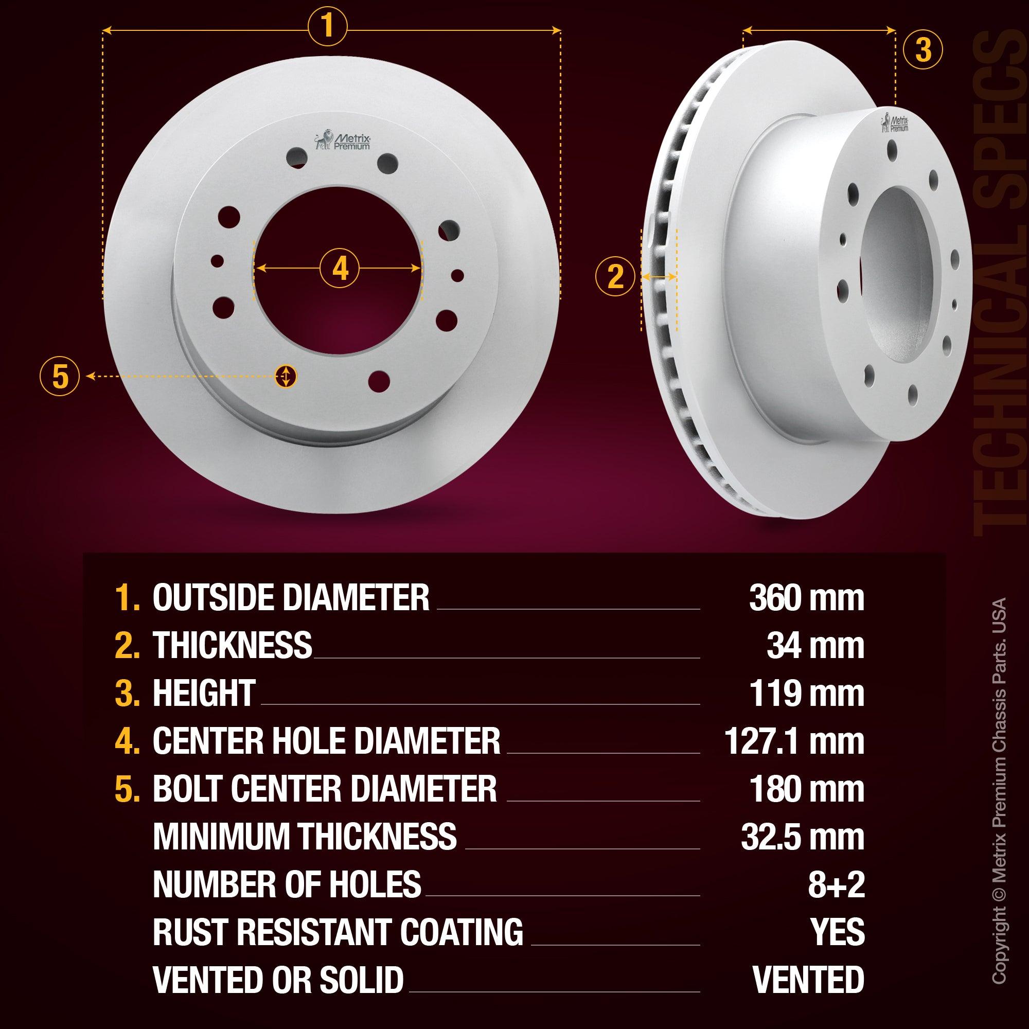 Metrix Premium 2 PC Brake Rotor Kit 96352MT OEM fit