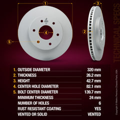 Metrix Premium Front Disc Brake Rotor Kit 92585MT aftermarket car parts