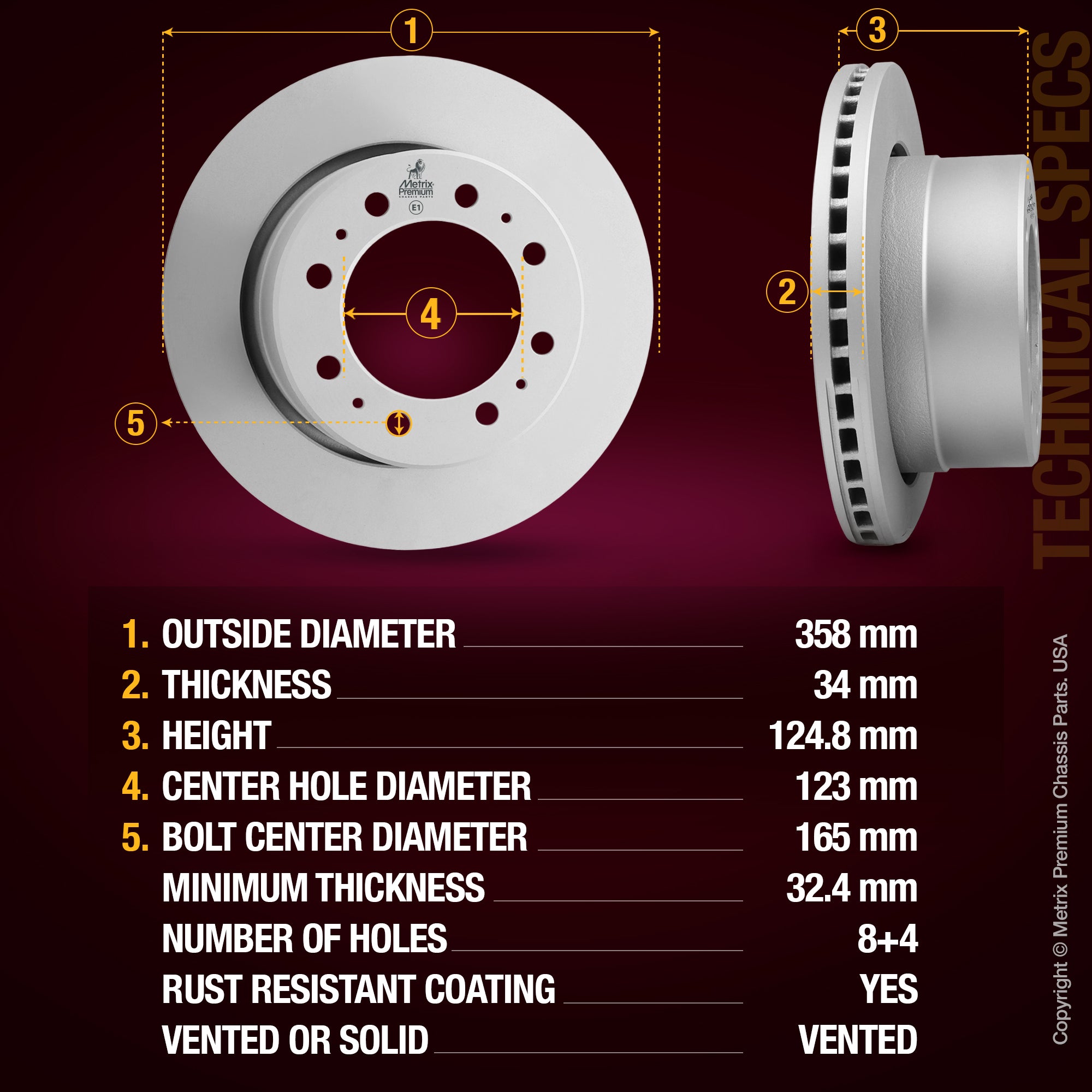 Metrix Premium Rear Disc Brake Rotor 84065MF aftermarket car parts