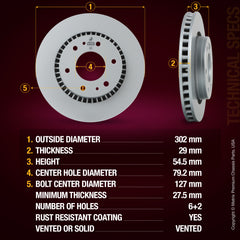 Metrix Premium Front Disc Brake Rotor 84068MF aftermarket car parts