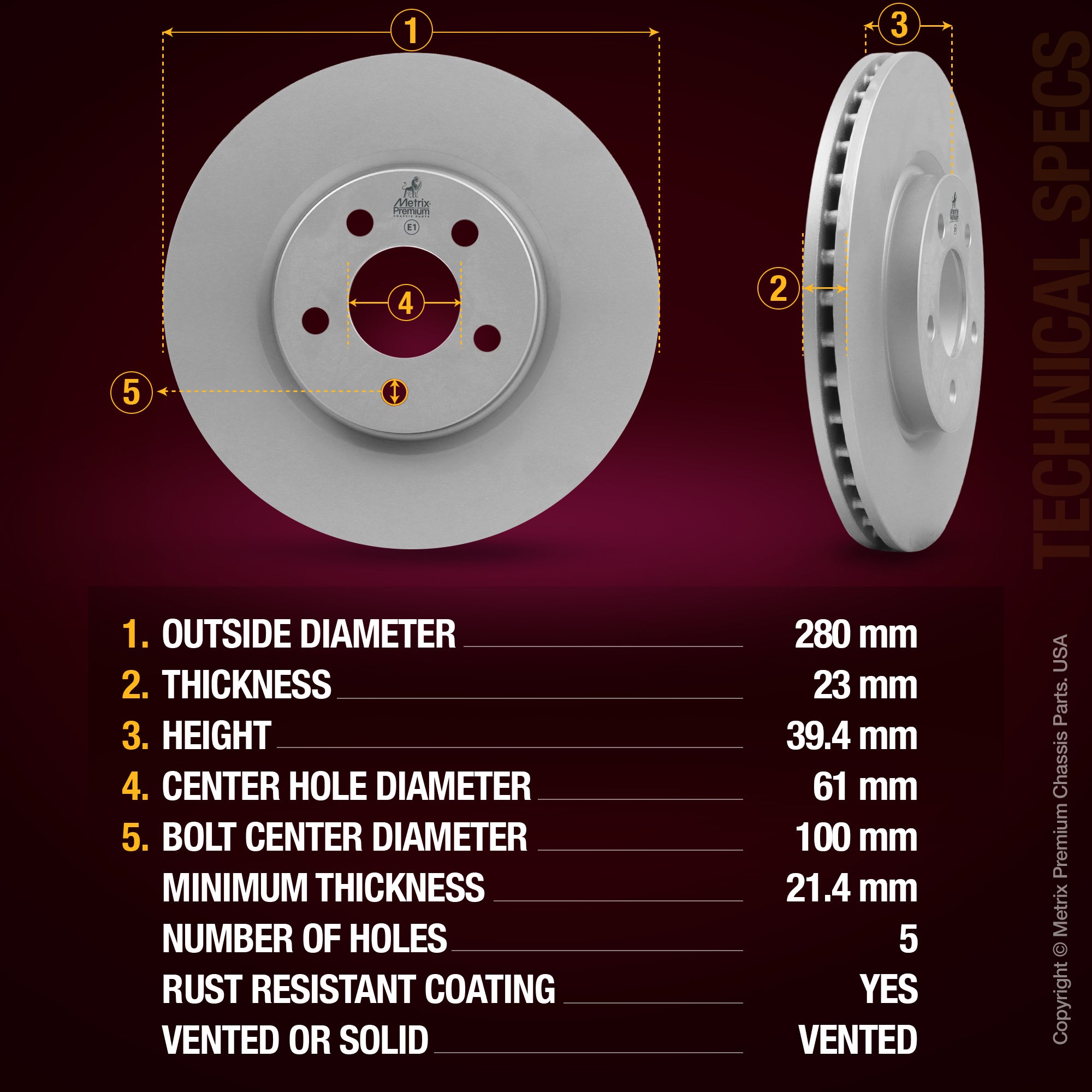 Metrix Premium Front Disc Brake Rotor Kit 92414MT aftermarket car parts
