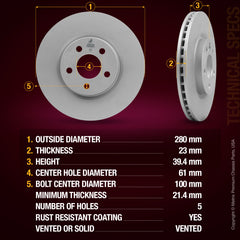 Metrix Premium Front Disc Brake Rotor Kit 92414MT aftermarket car parts