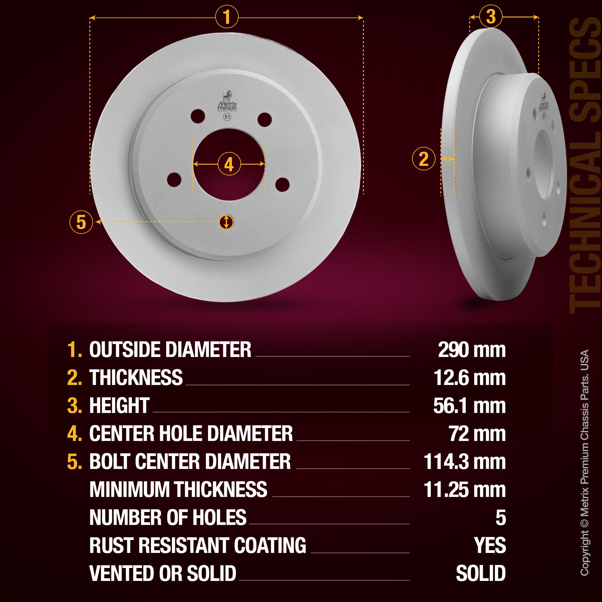 Metrix Premium Rear Disc Brake Rotor 84073MF aftermarket car parts