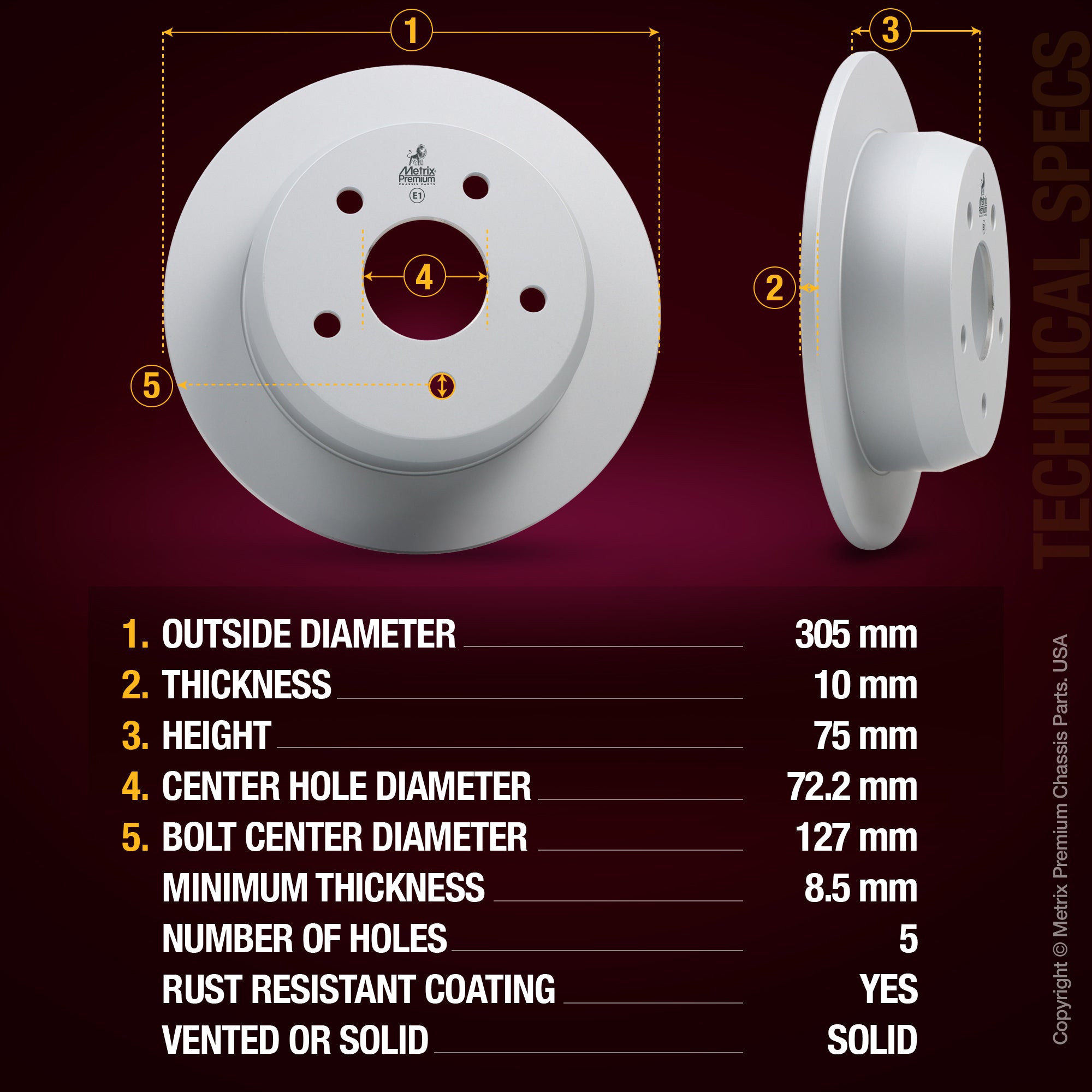 Metrix Premium Rear Disc Brake Rotor Kit 92583MT aftermarket car parts