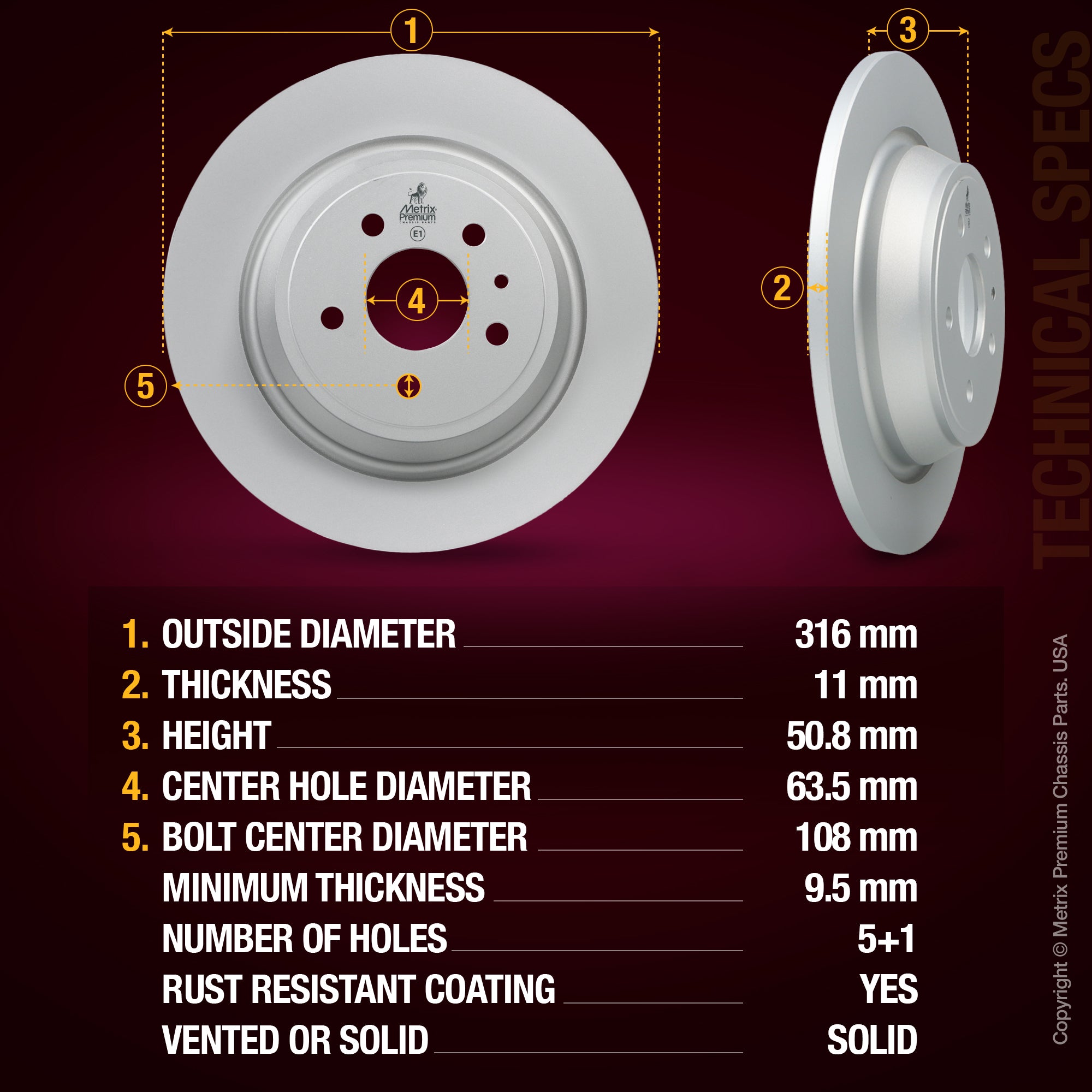 Metrix Premium Rear Disc Brake Rotor 84078MF aftermarket car parts