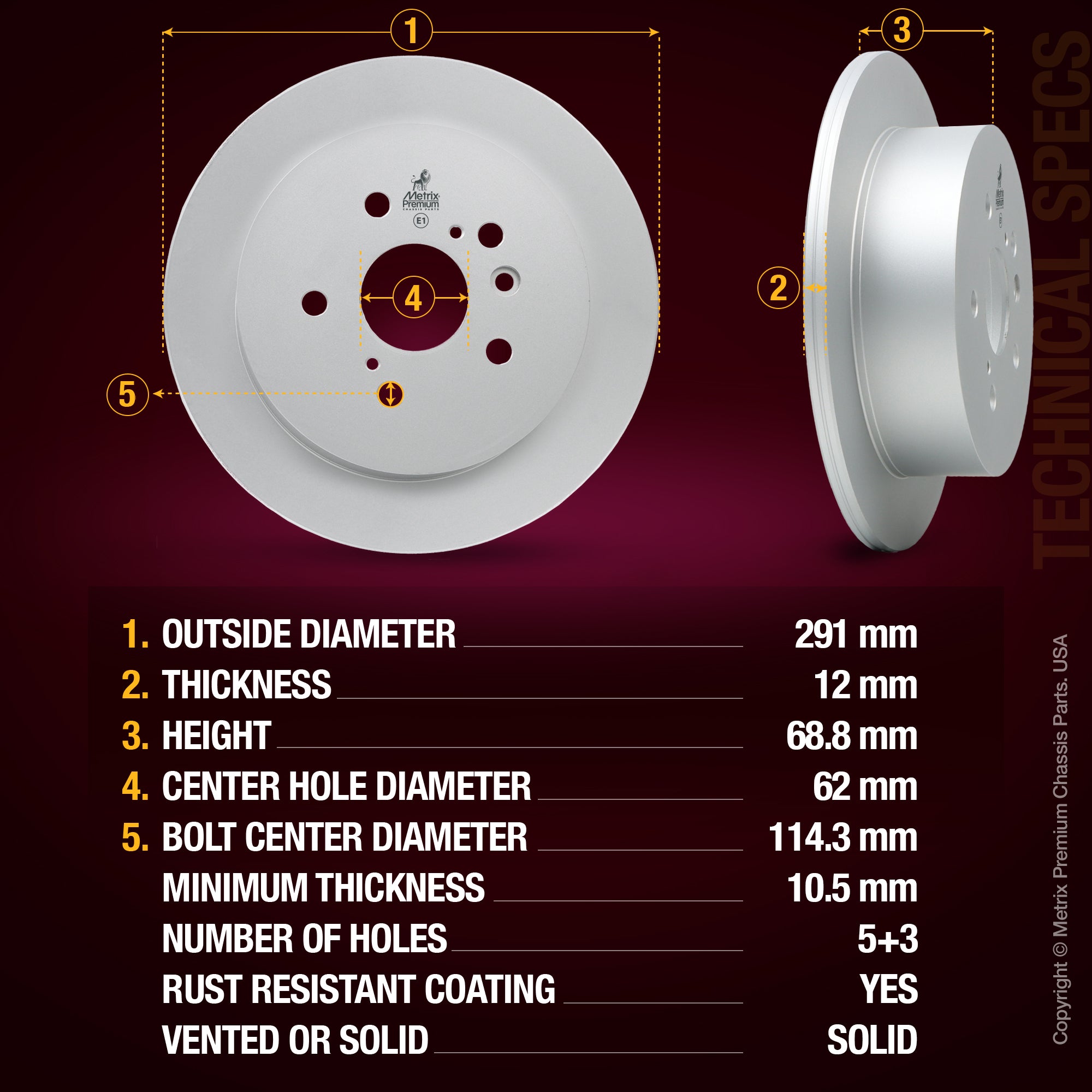 Metrix Premium Rear Disc Brake Rotor 84082MF aftermarket car parts