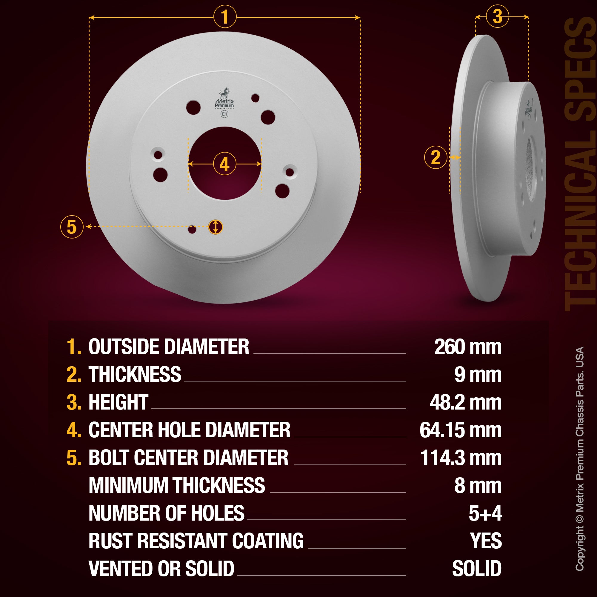 Metrix Premium Rear Disc Brake Rotor 84084MF aftermarket car parts