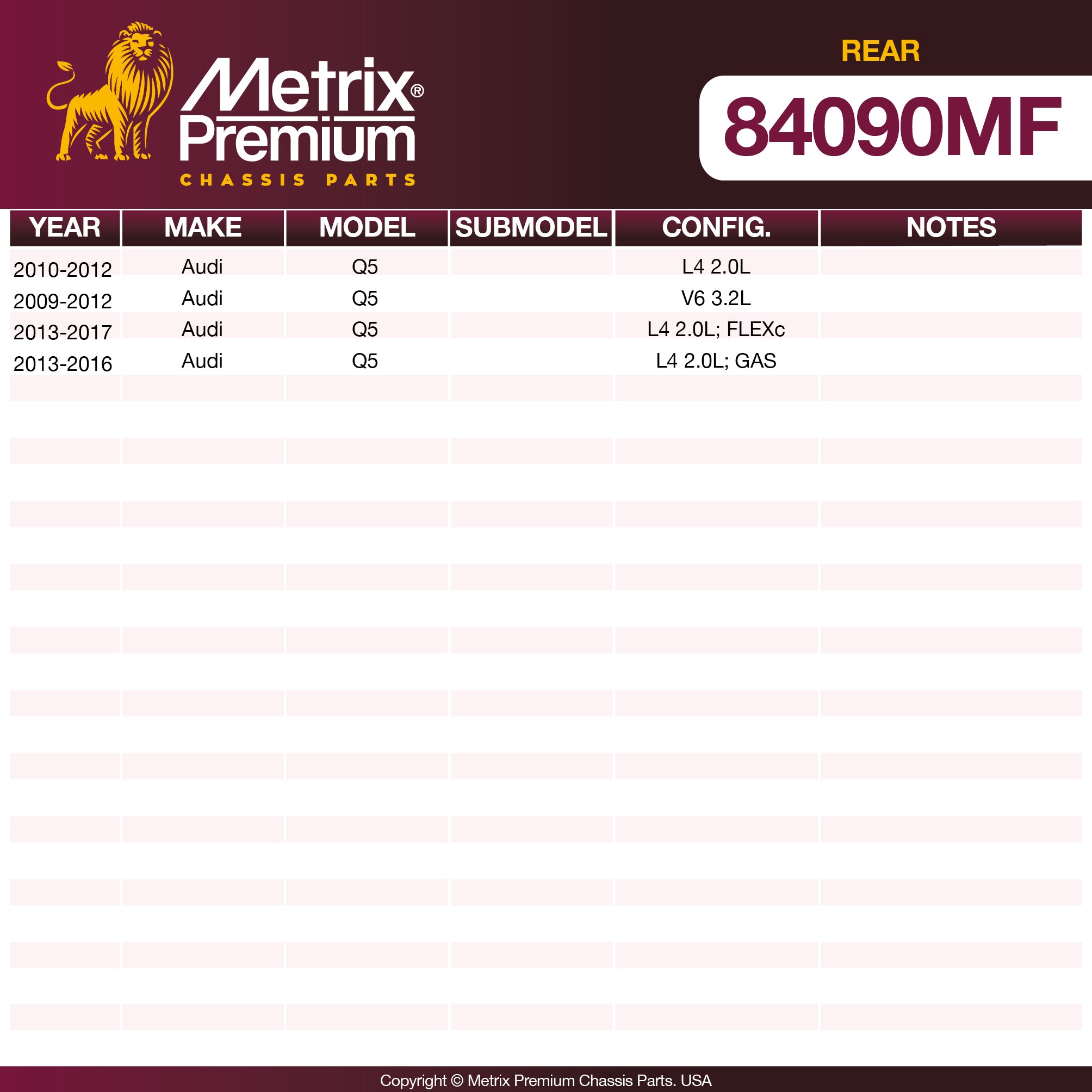 Metrix Premium Rear Disc Brake Rotor 84090MF aftermarket car parts
