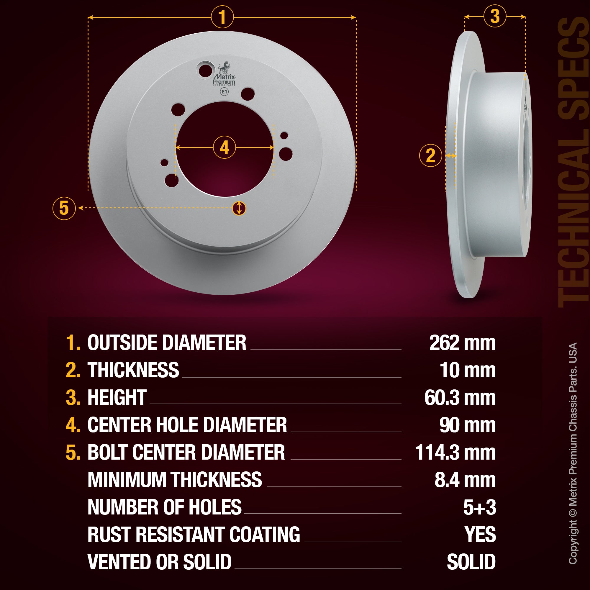 Metrix Premium Rear Disc Brake Rotor Kit 92687MT aftermarket car parts