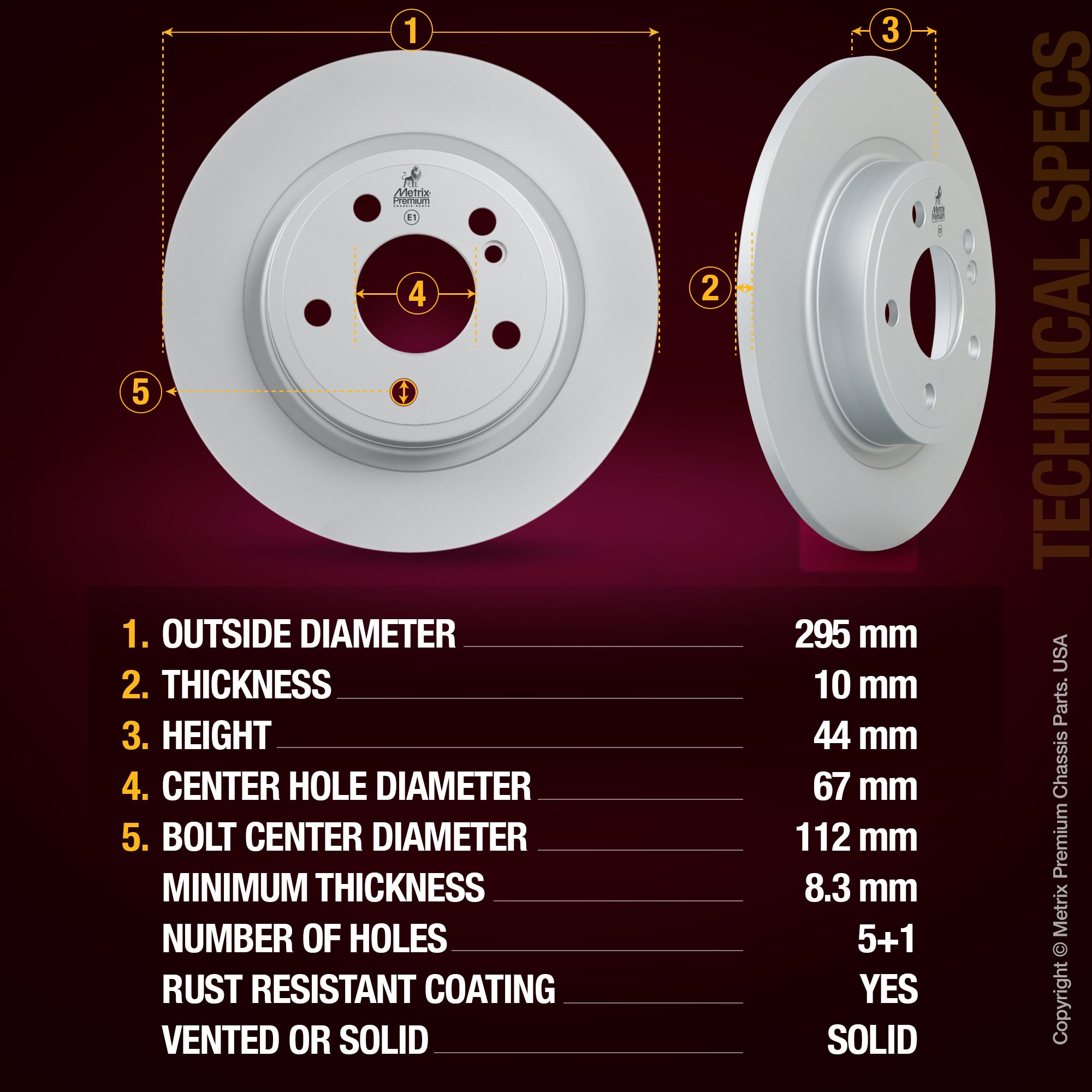 Metrix Premium Rear Disc Brake Rotor Kit 92510MT aftermarket car parts