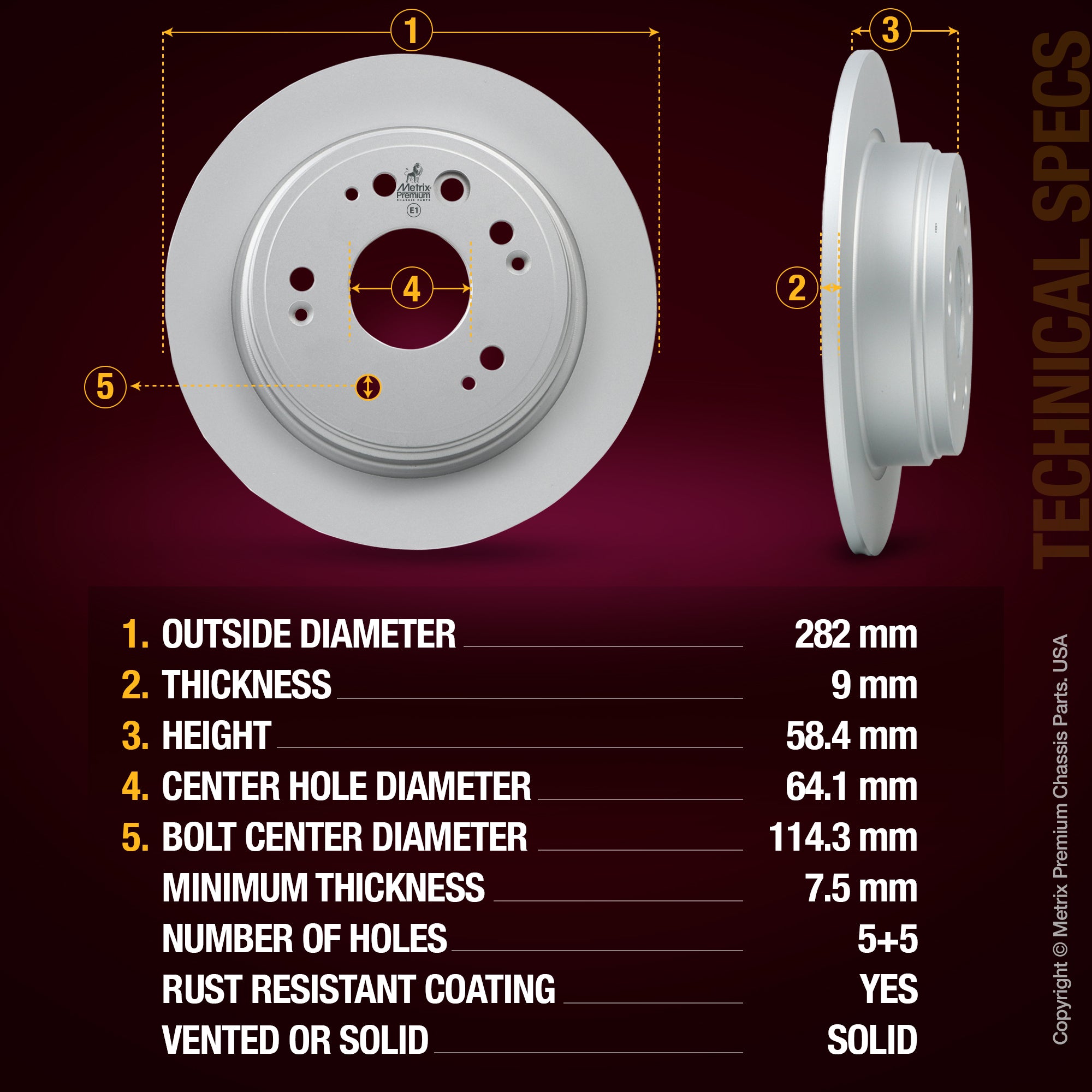 Metrix Premium Rear Disc Brake Rotor 84106MF aftermarket car parts