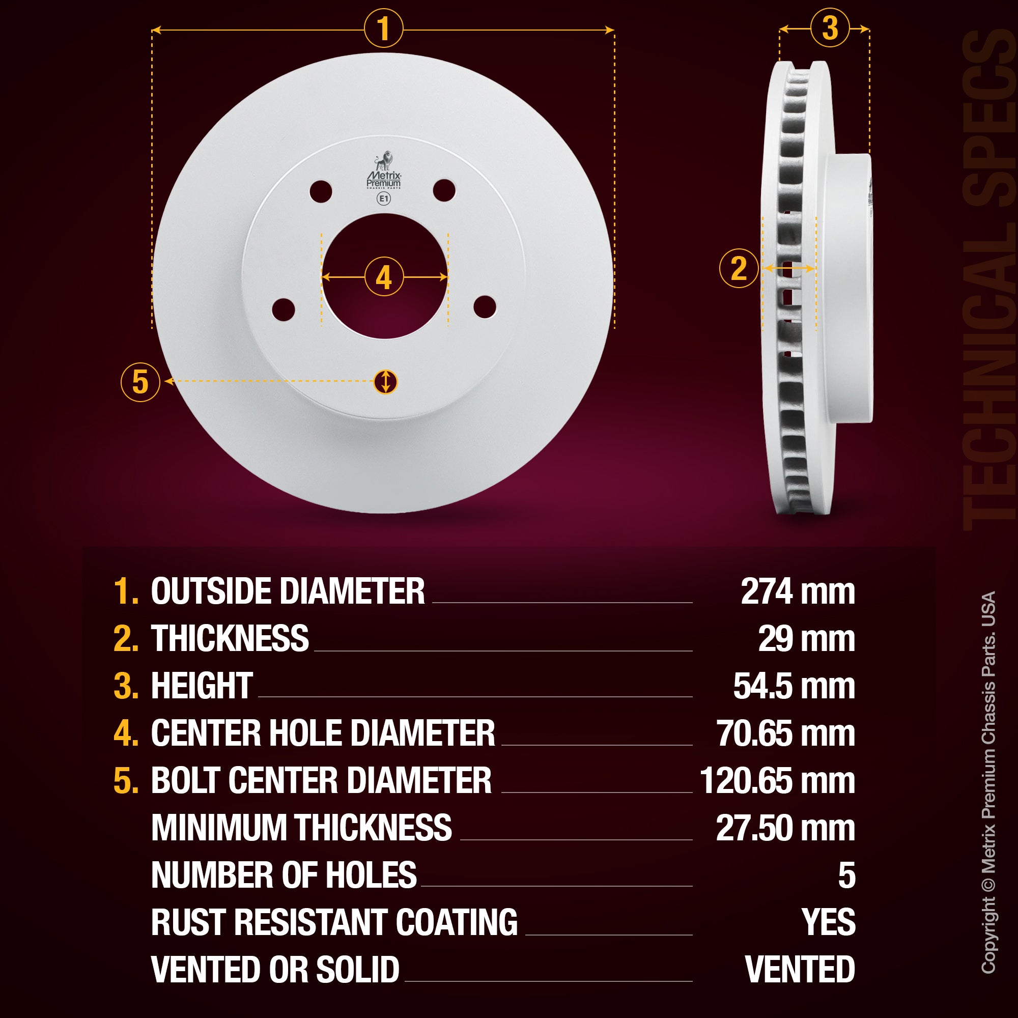 Metrix Premium Front Disc Brake Rotor Kit 92685MT aftermarket car parts