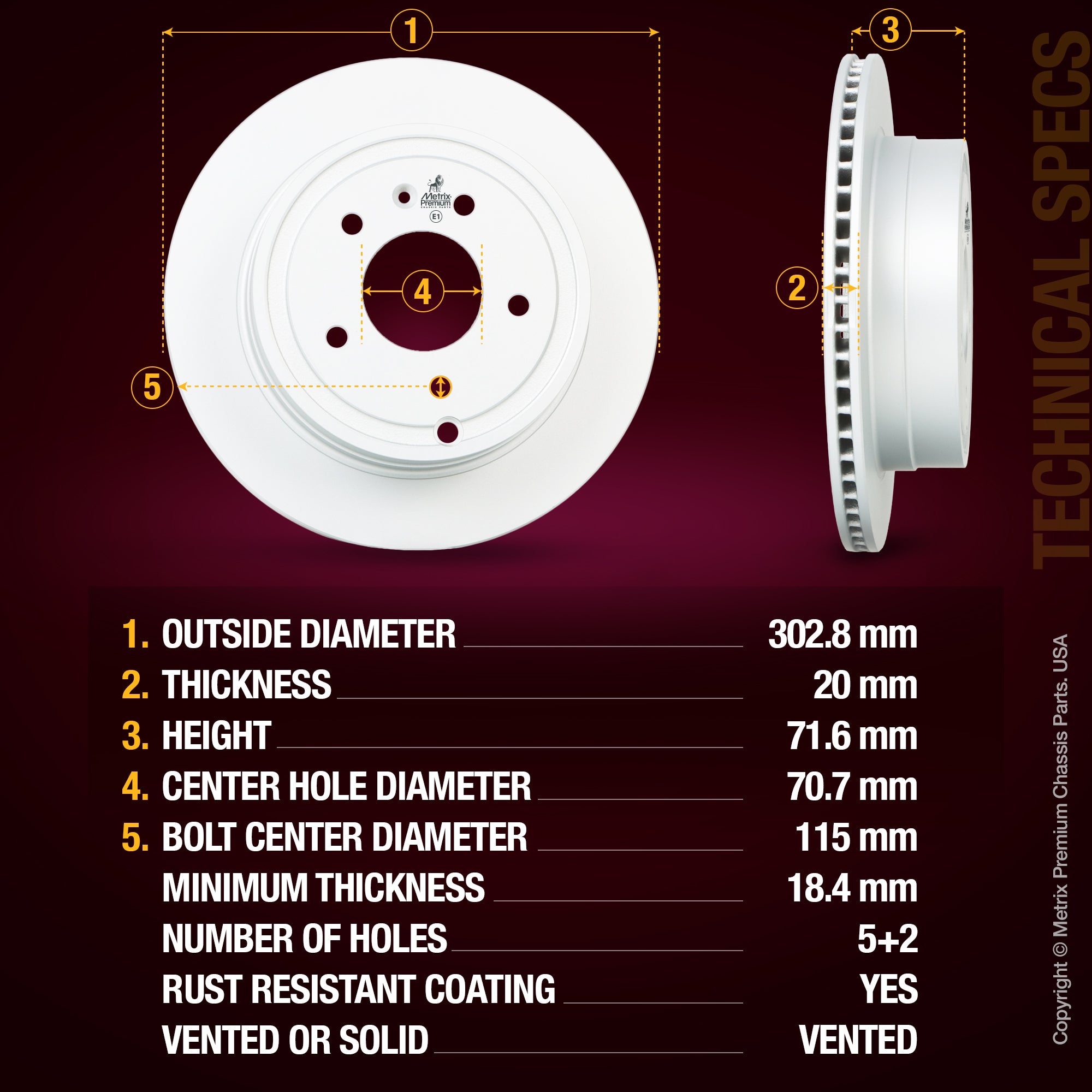 Metrix Premium Rear Disc Brake Rotor 84118MF aftermarket car parts
