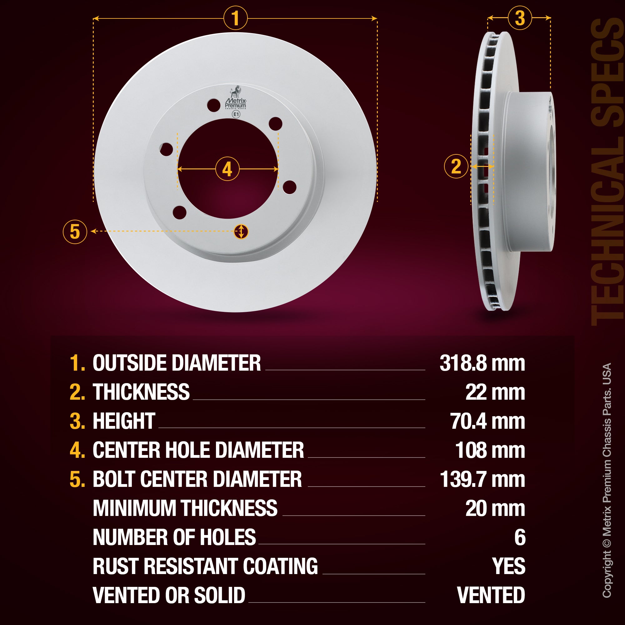 Metrix Premium Front Disc Brake Rotor Kit 92753MT aftermarket car parts