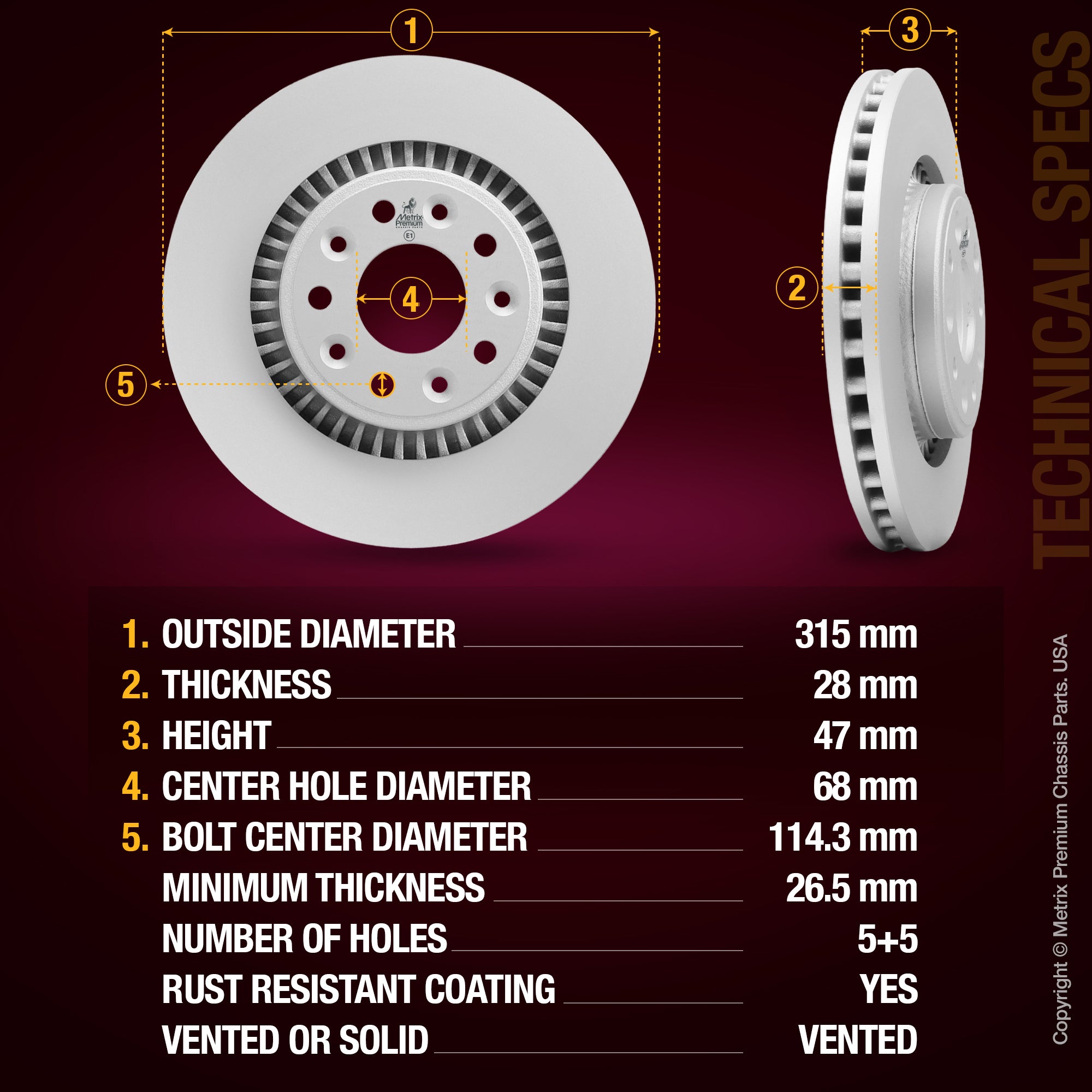 Metrix Premium Front Disc Brake Rotor 84123MF aftermarket car parts