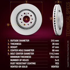 Metrix Premium Front Disc Brake Rotor 84123MF aftermarket car parts