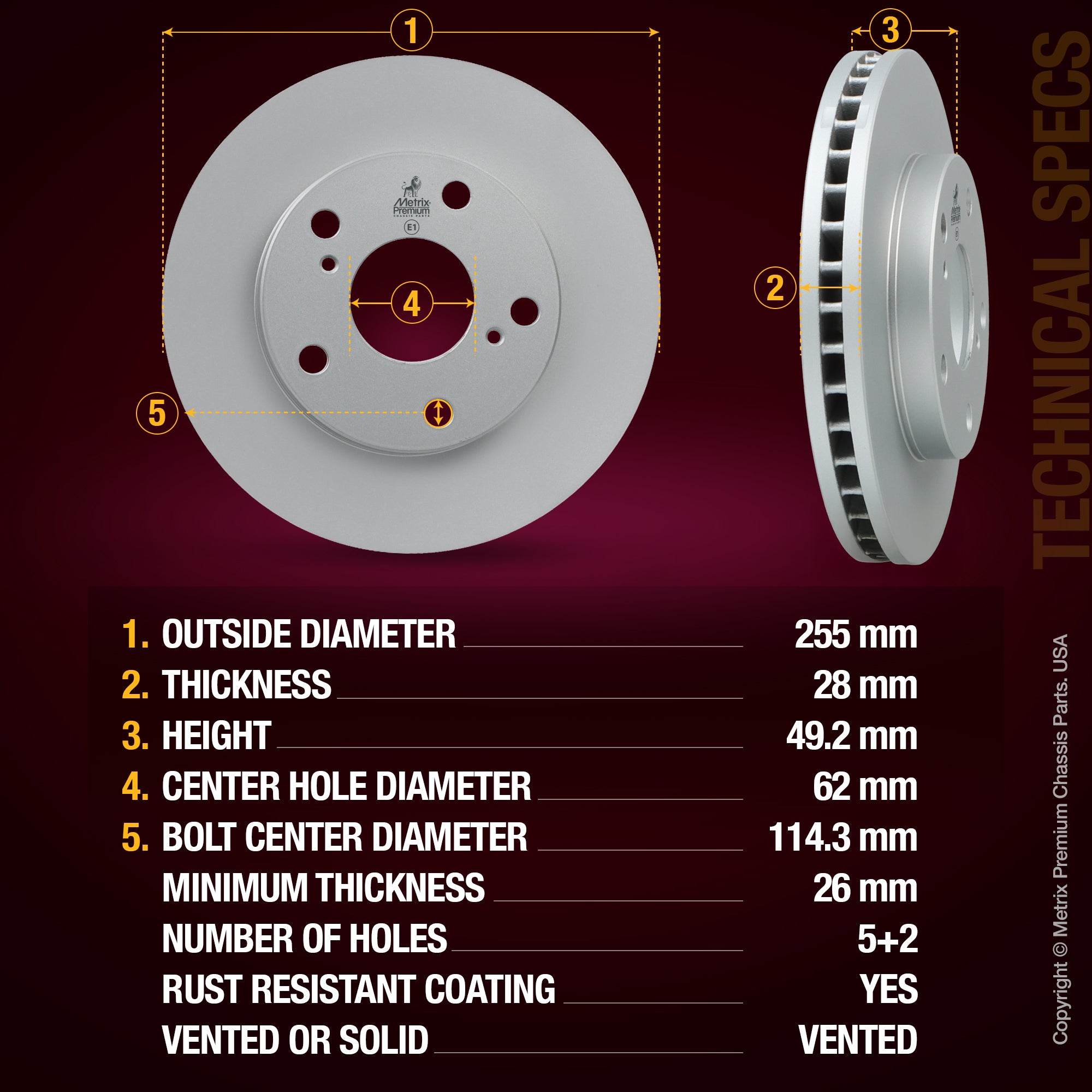 Metrix Premium Front Disc Brake Rotor Kit 92508MT aftermarket car parts