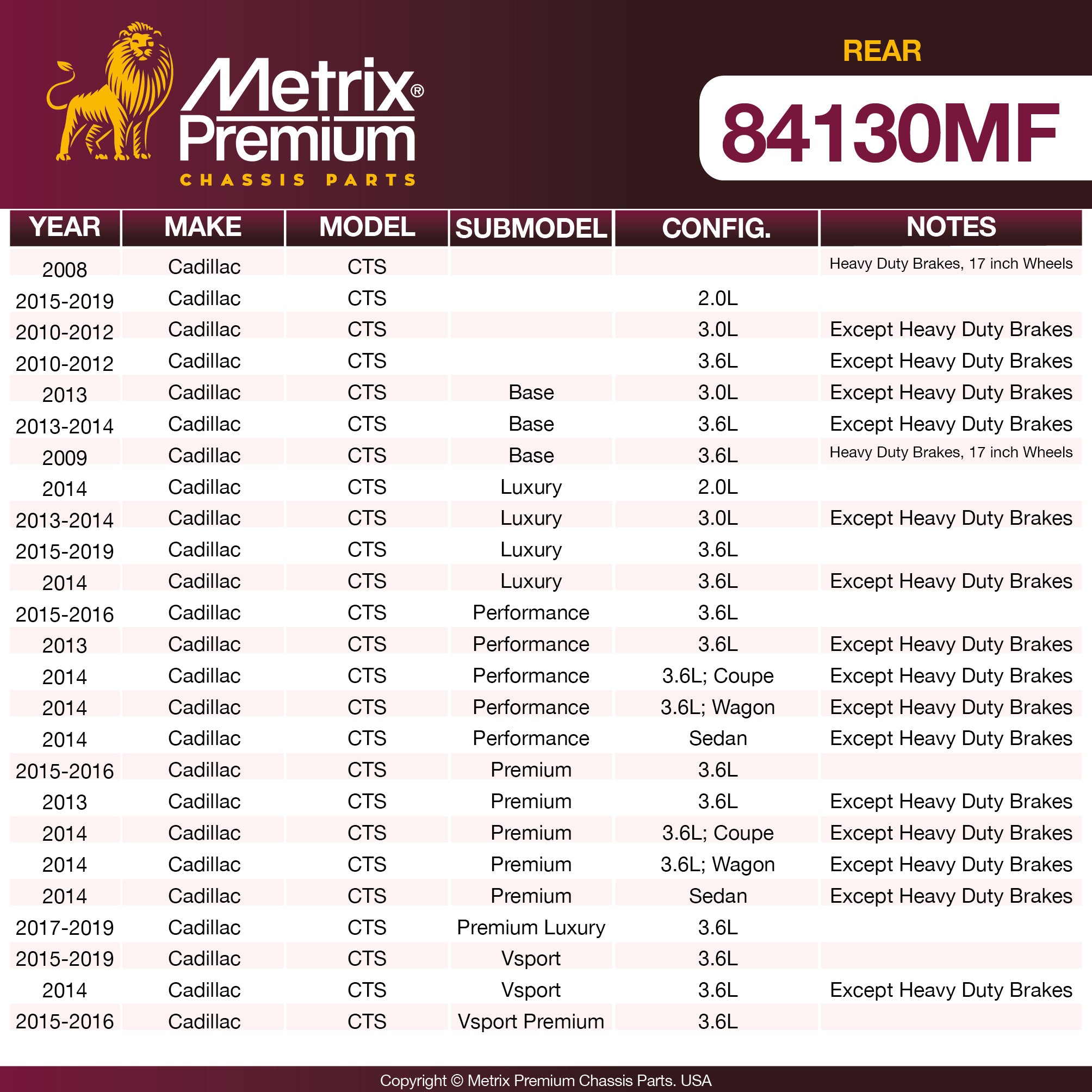 Metrix Premium Rear Disc Brake Rotor 84130MF OEM fit spare parts