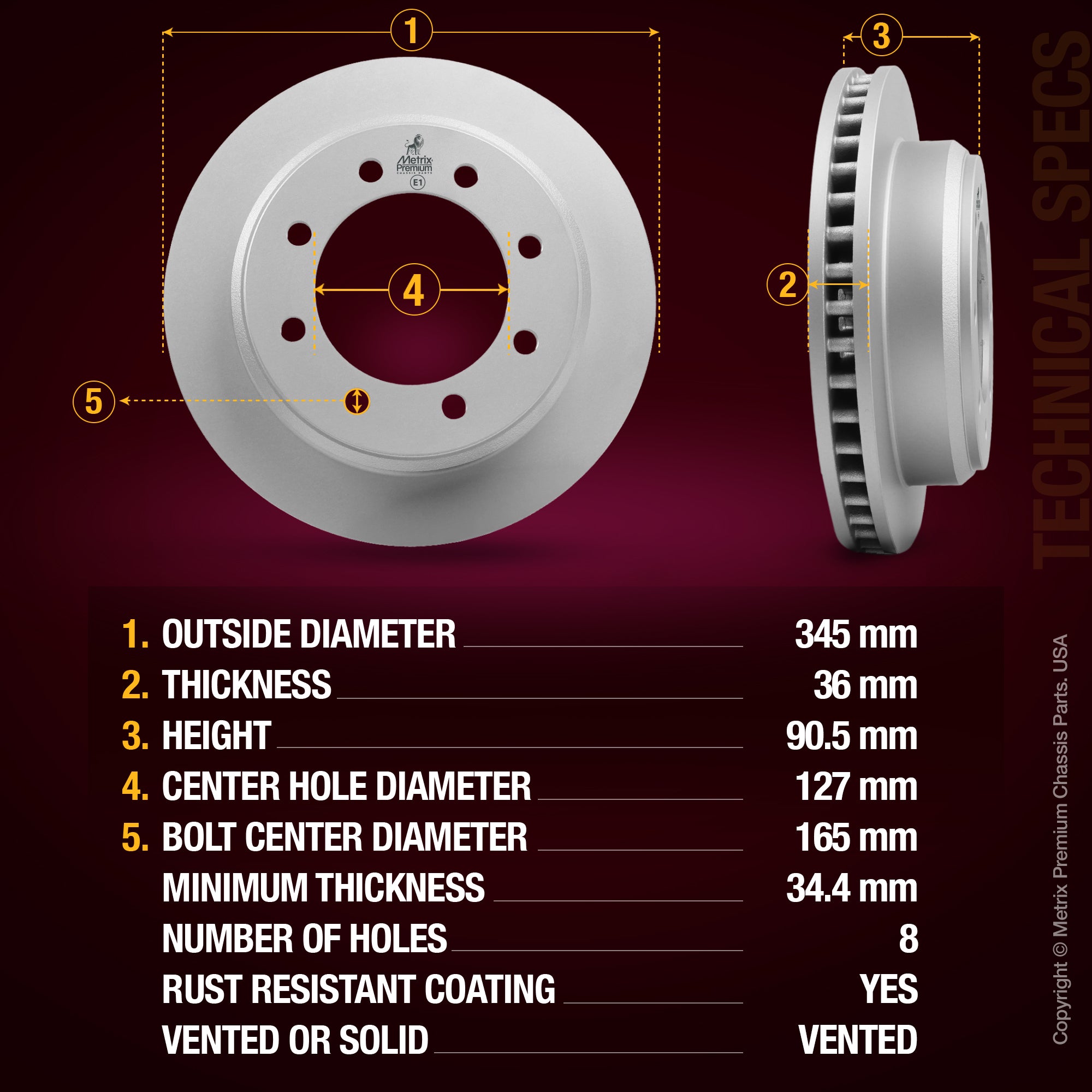 Metrix Premium Rear Disc Brake Rotor Kit 92413MT aftermarket car parts