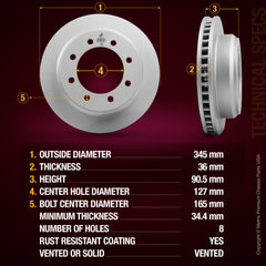 Metrix Premium Rear Disc Brake Rotor 84132MF aftermarket car parts